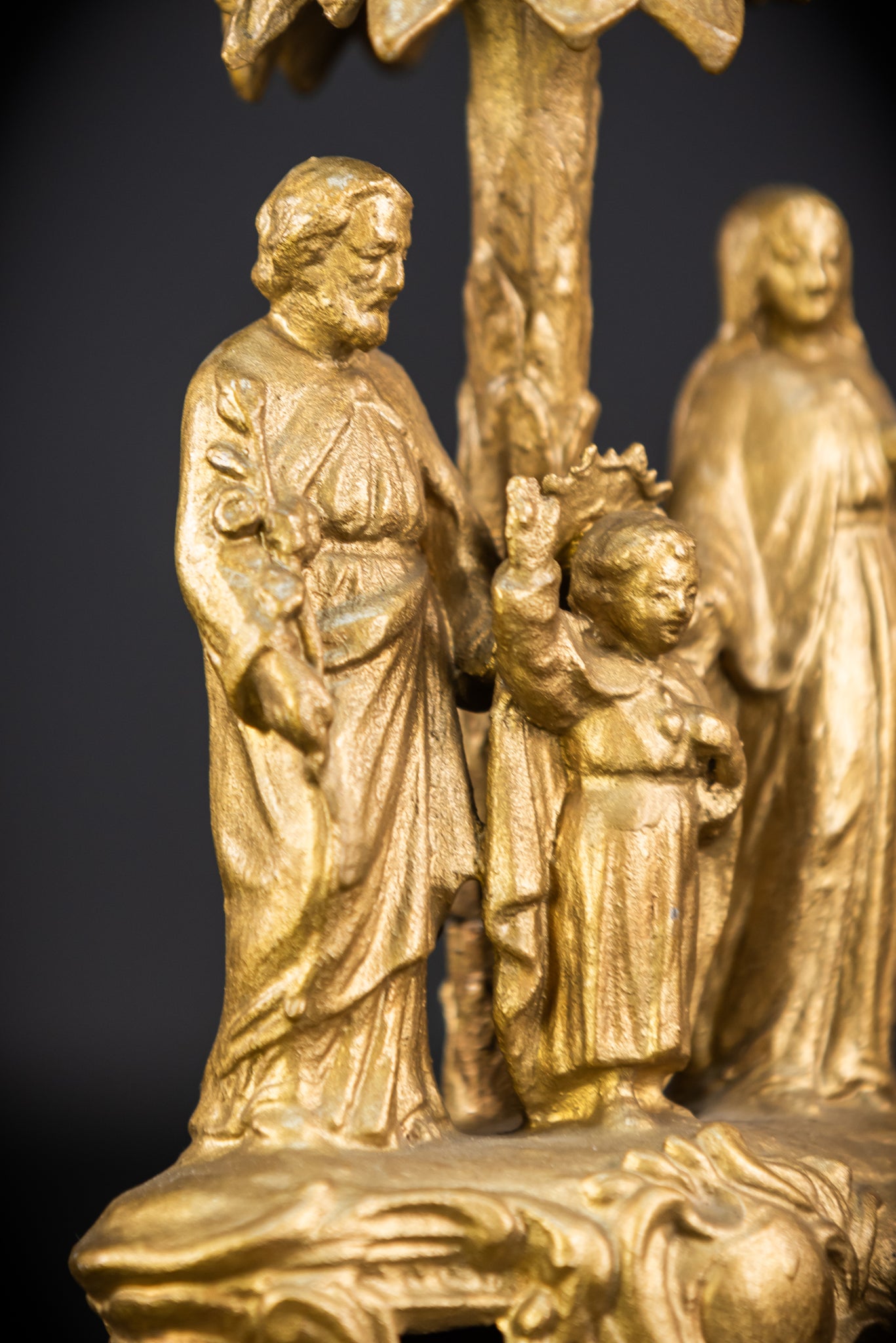 Holy Family Metal Statue | 1800s Antique | 7.7" / 19.5 cm