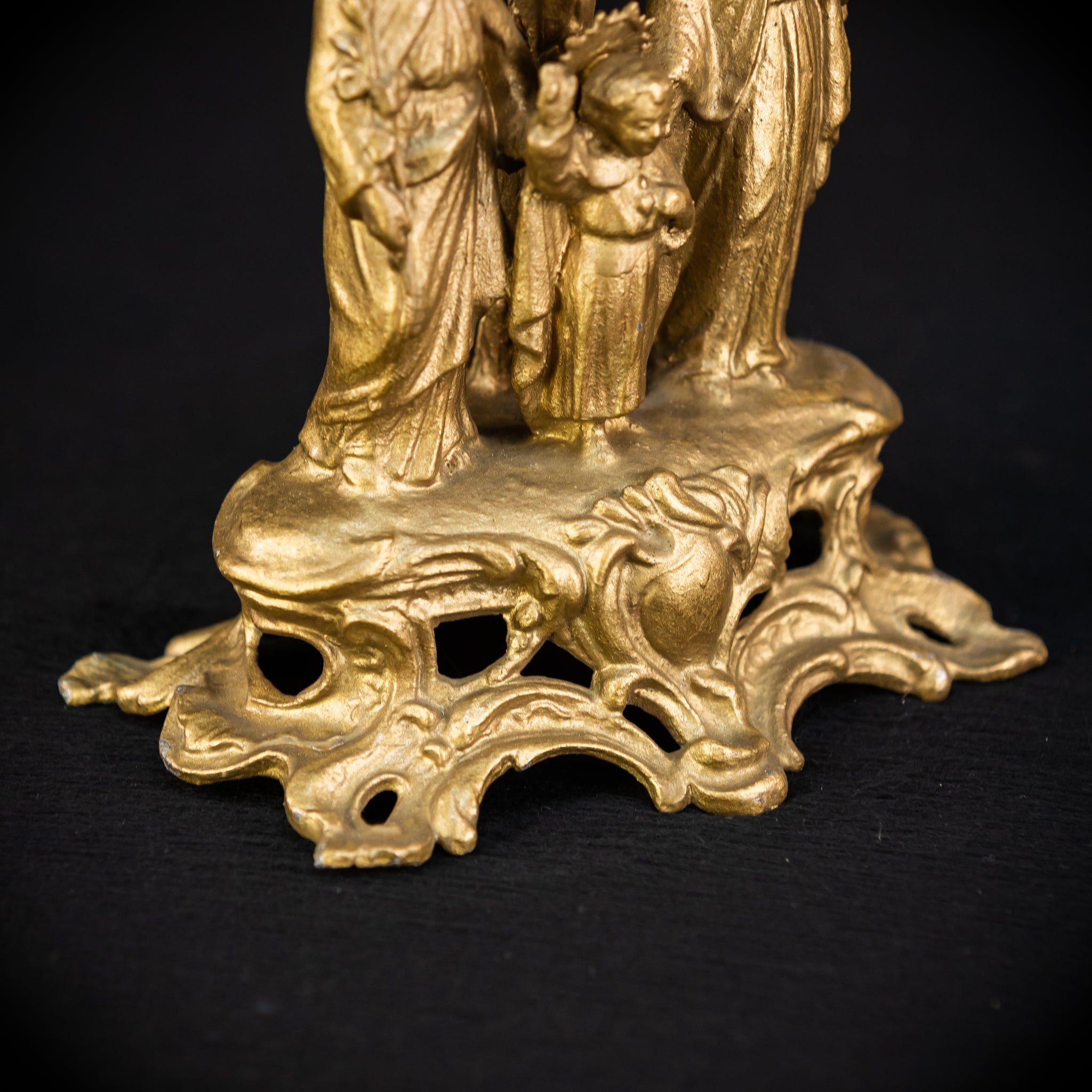 Holy Family Metal Statue | 1800s Antique | 7.7" / 19.5 cm