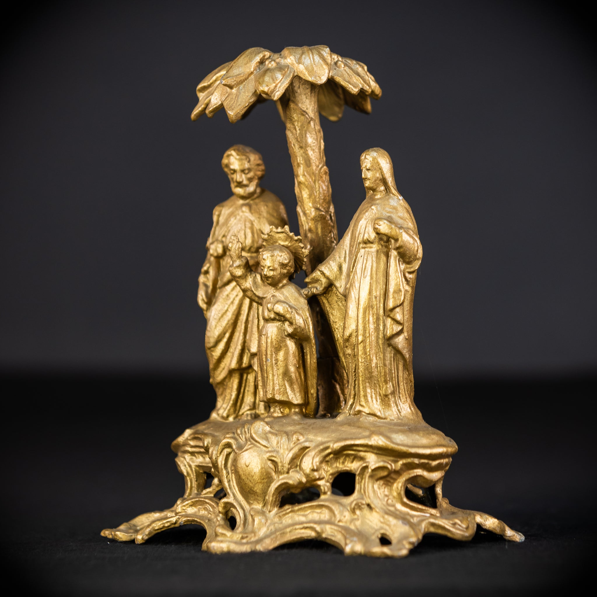 Holy Family Metal Statue | 1800s Antique | 7.7" / 19.5 cm