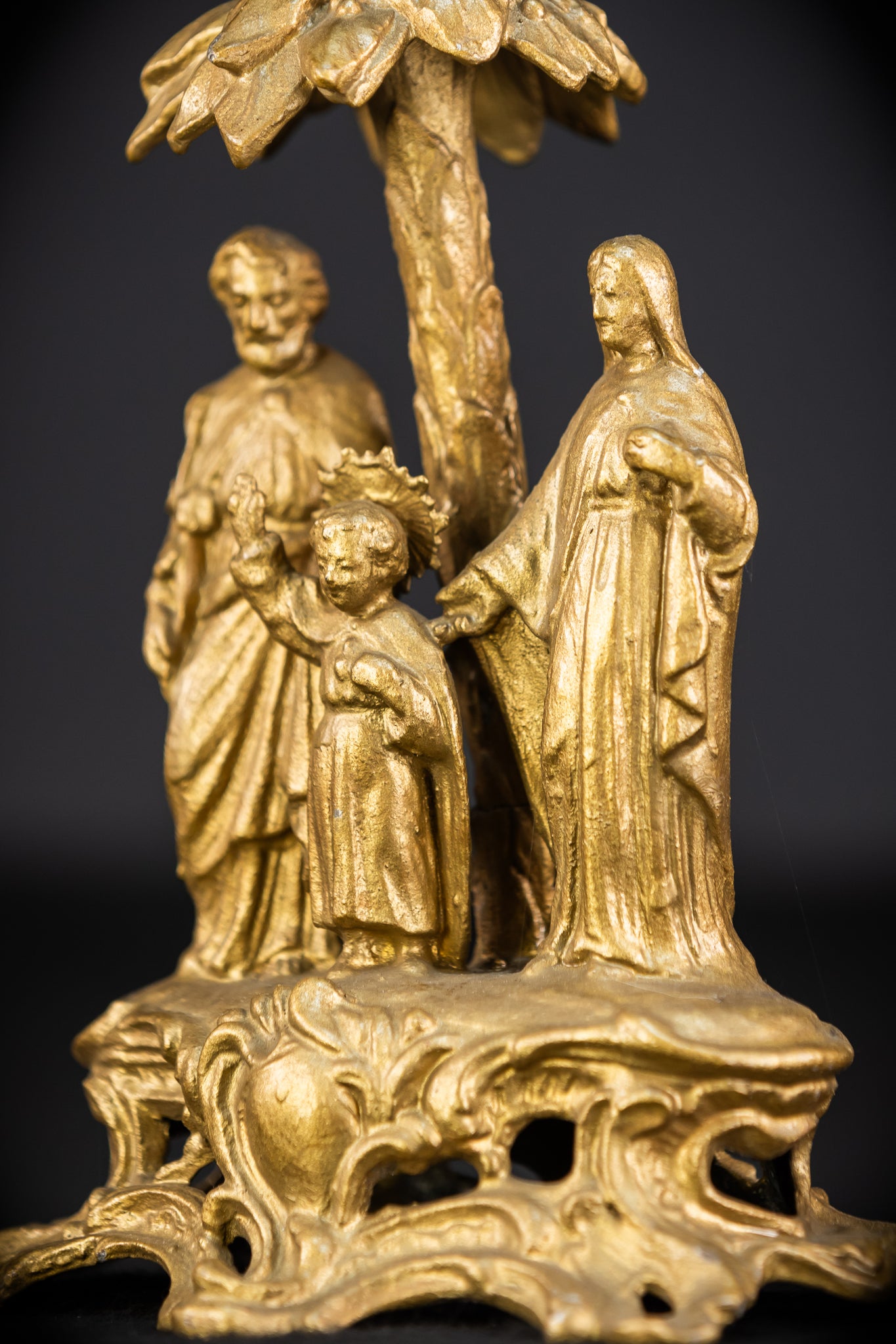 Holy Family Metal Statue | 1800s Antique | 7.7" / 19.5 cm