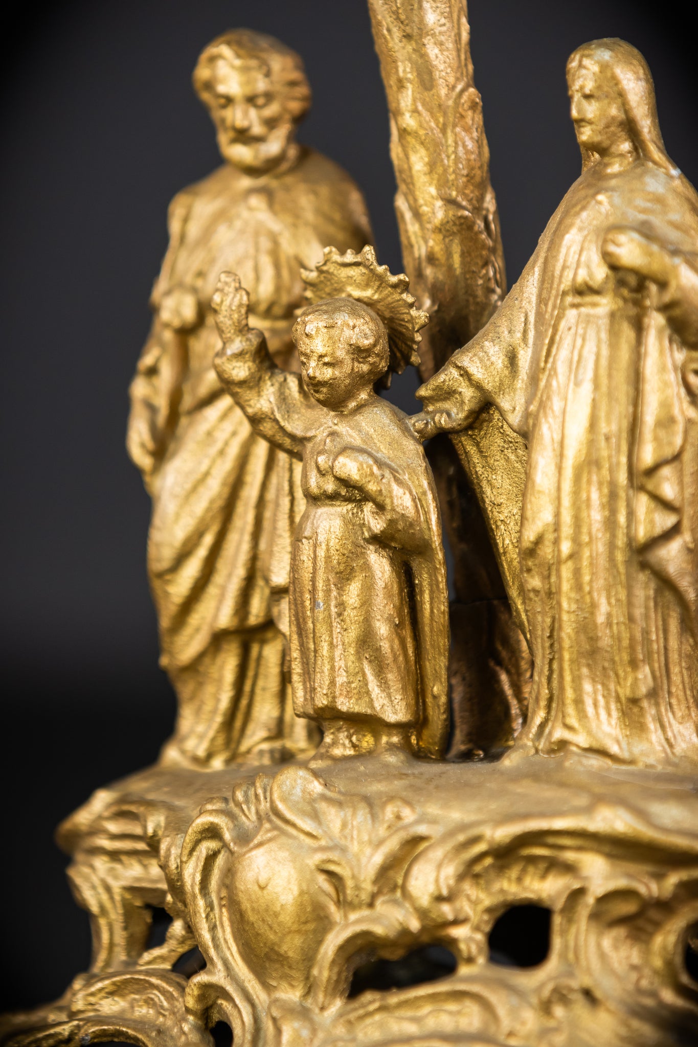 Holy Family Metal Statue | 1800s Antique | 7.7" / 19.5 cm