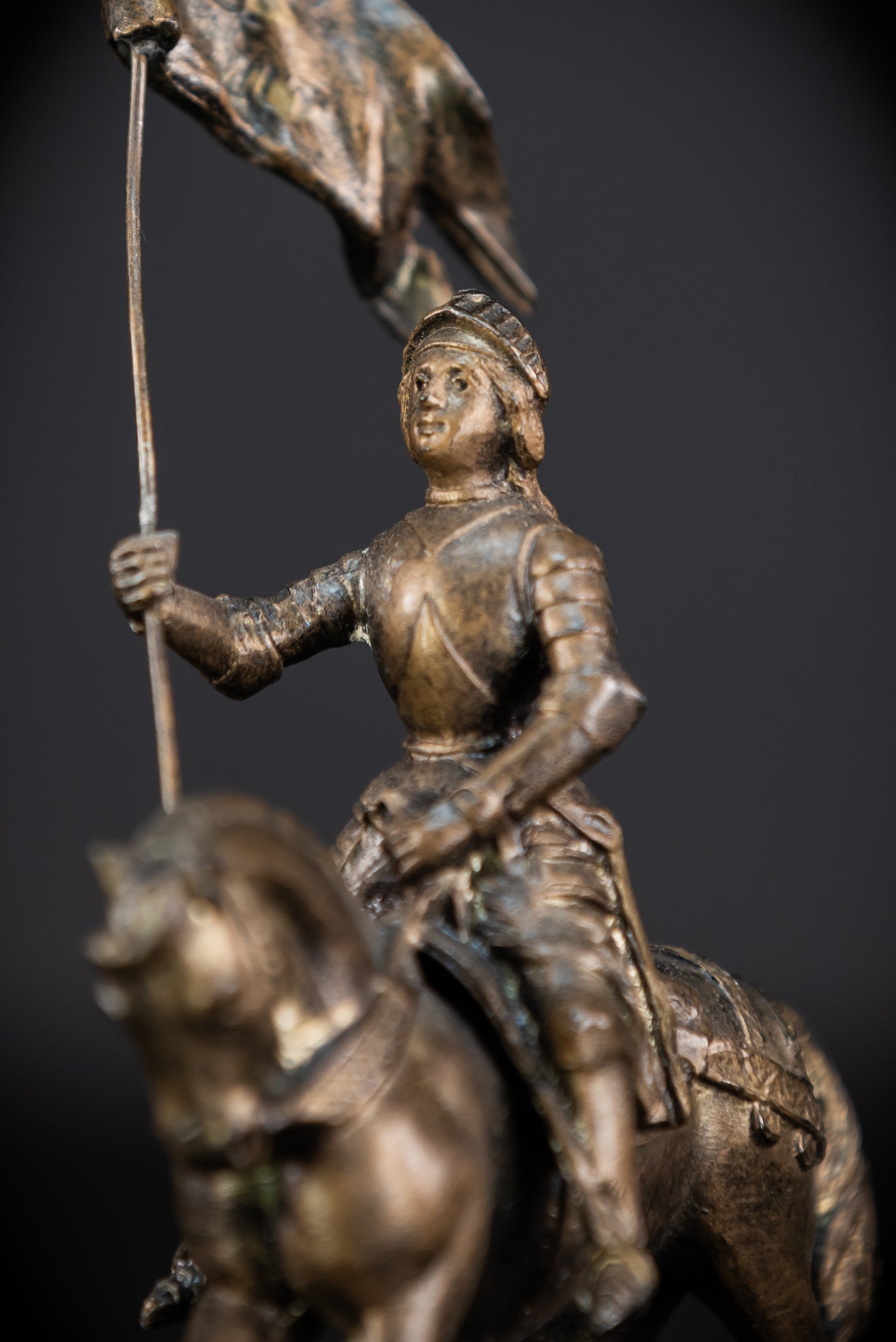 St Joan of Arc Bronzed Metal Statue | Antique