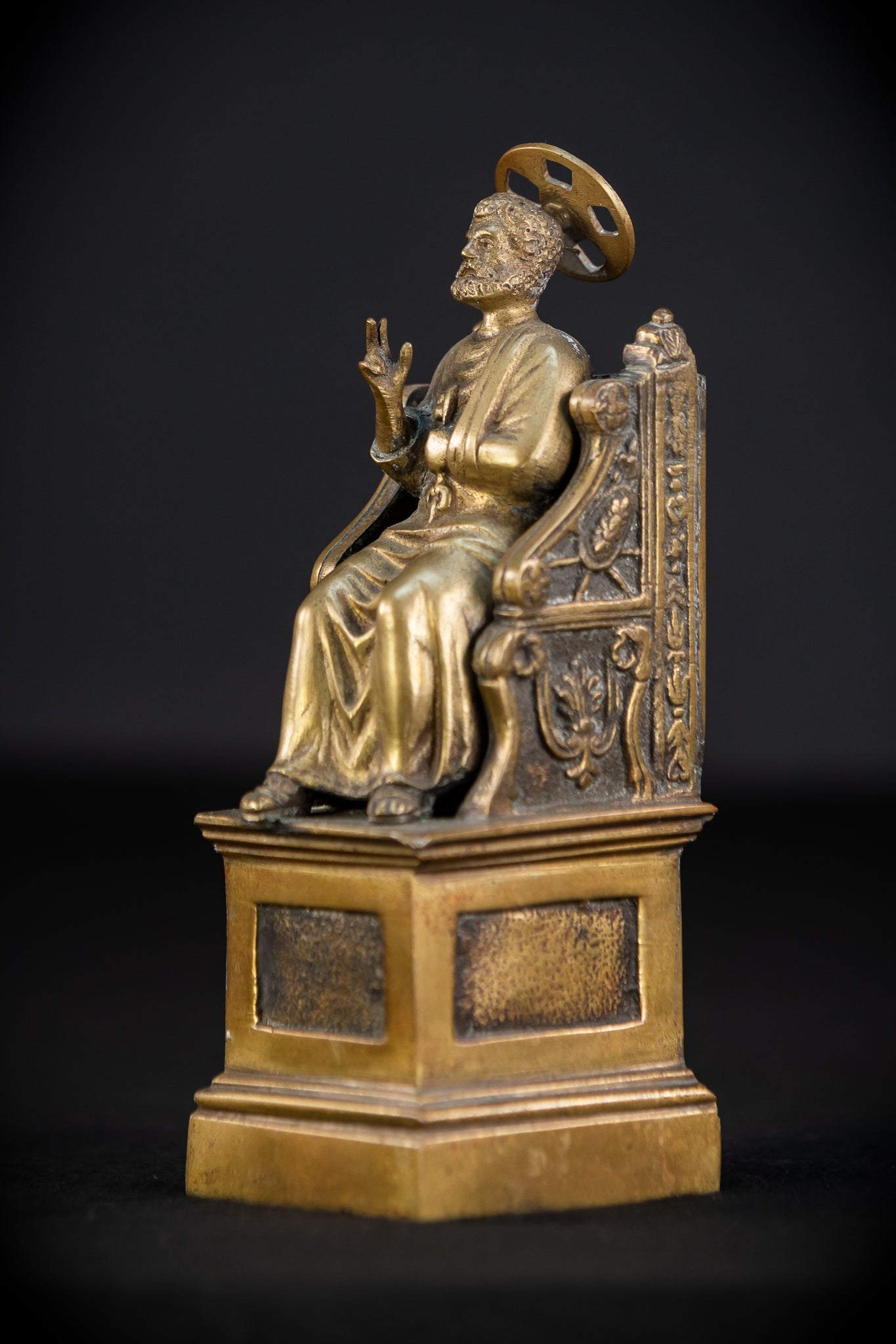 St Peter Bronze Statue | 1800s Antique | 7.1" / 18 cm