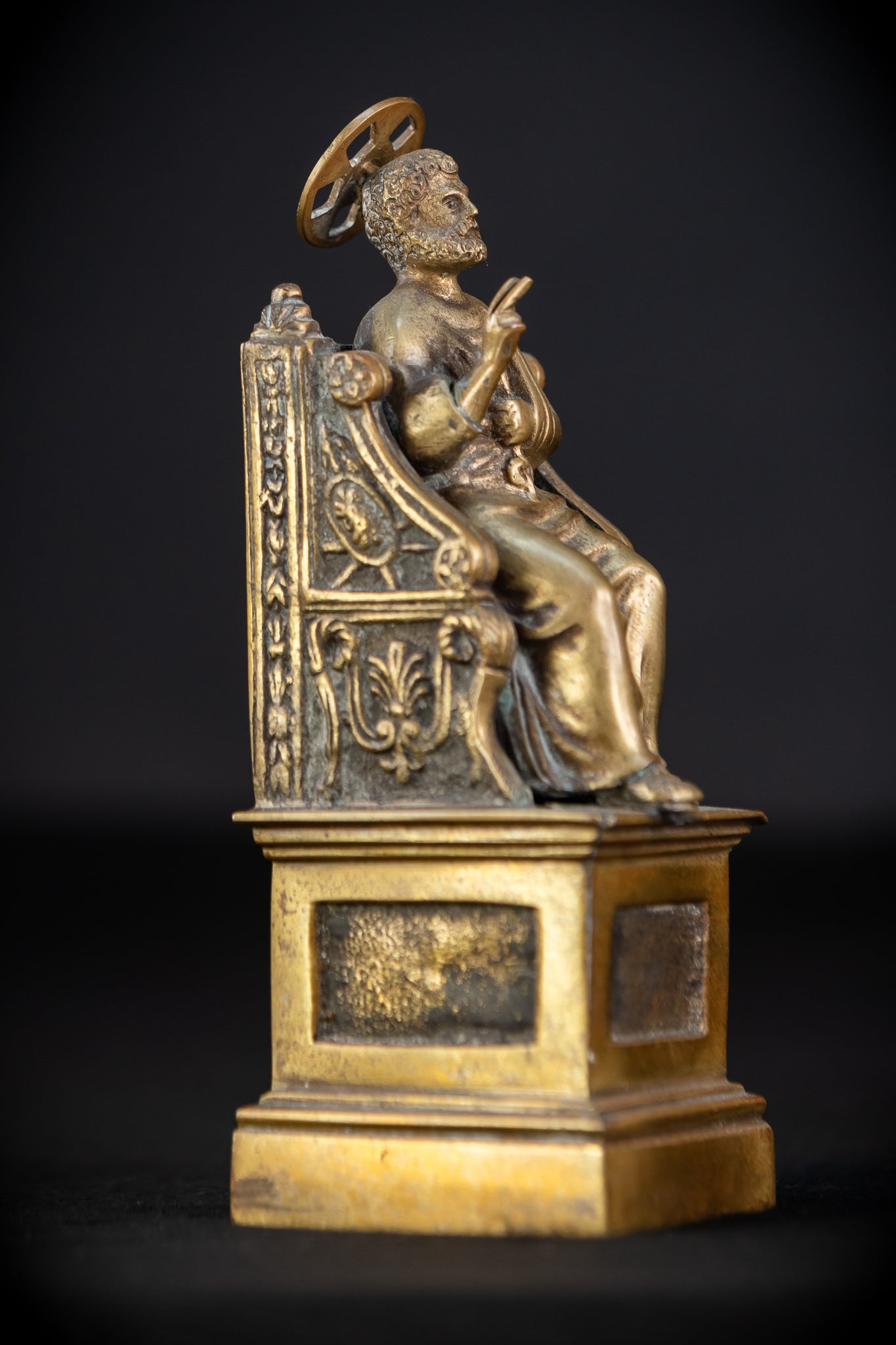 St Peter Bronze Statue | 1800s Antique | 7.1" / 18 cm