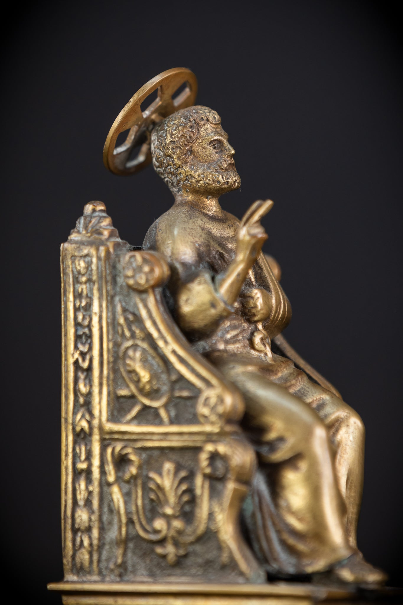 St Peter Bronze Statue | 1800s Antique | 7.1" / 18 cm