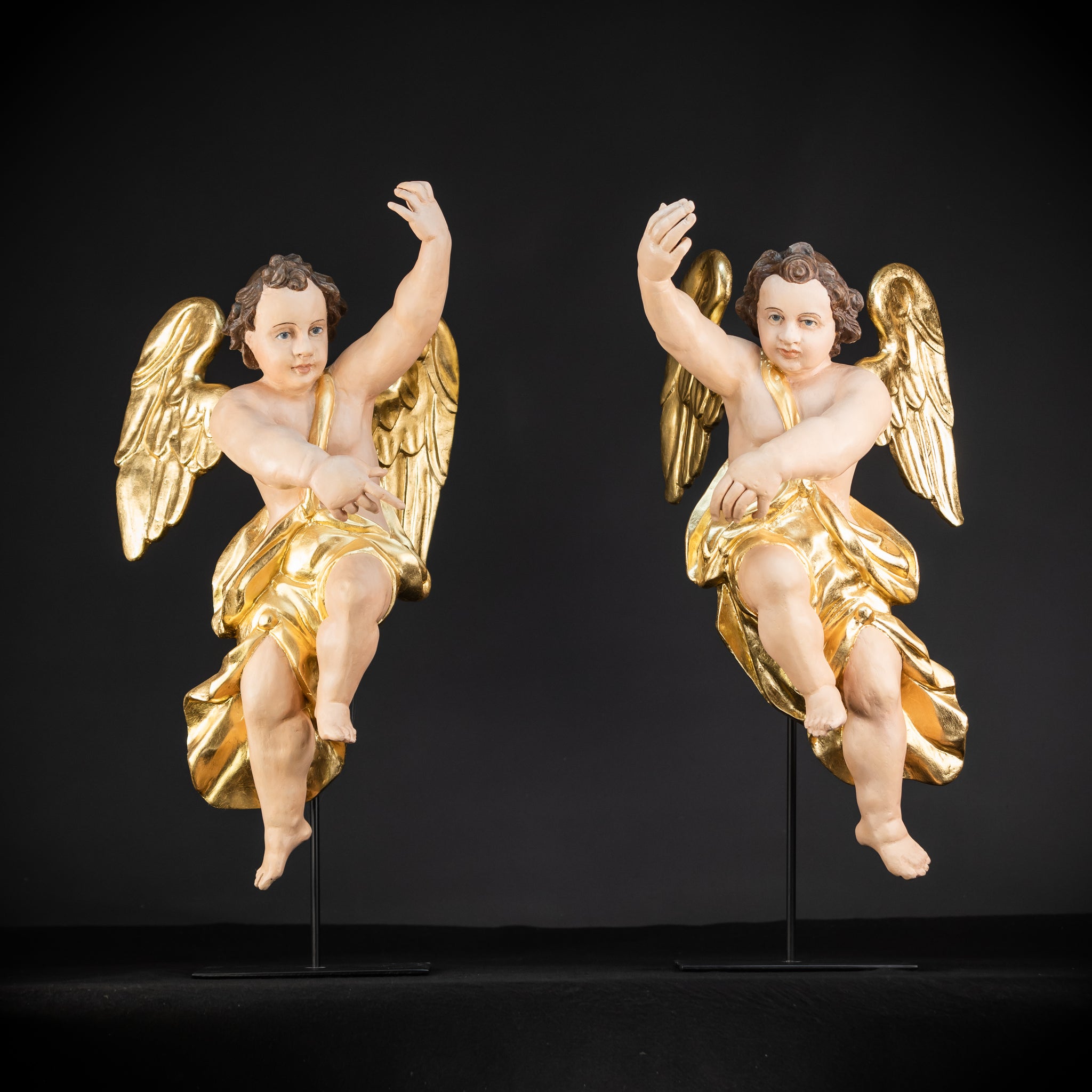 Angel Statues Pair | 2 Wooden Archangel 24"
