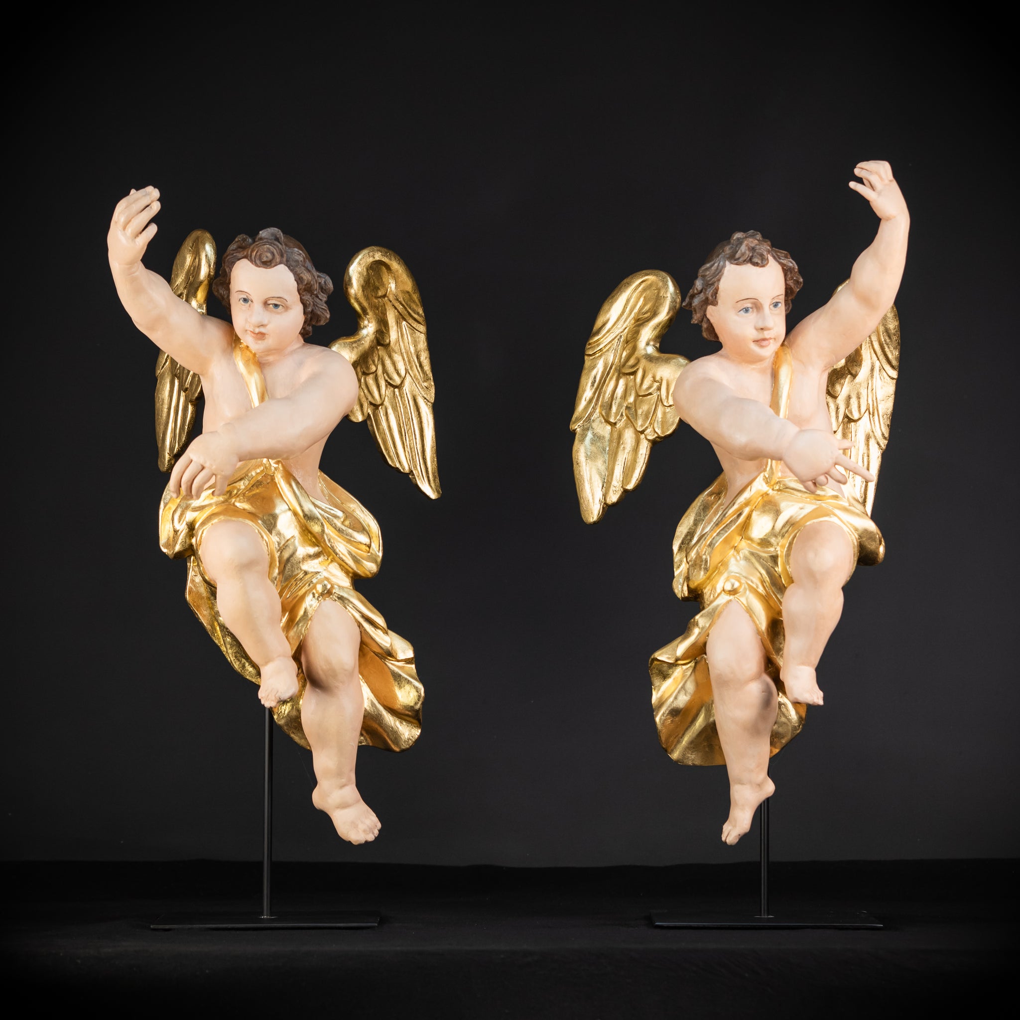 Angel Statues Pair | 2 Wooden Archangel 24"
