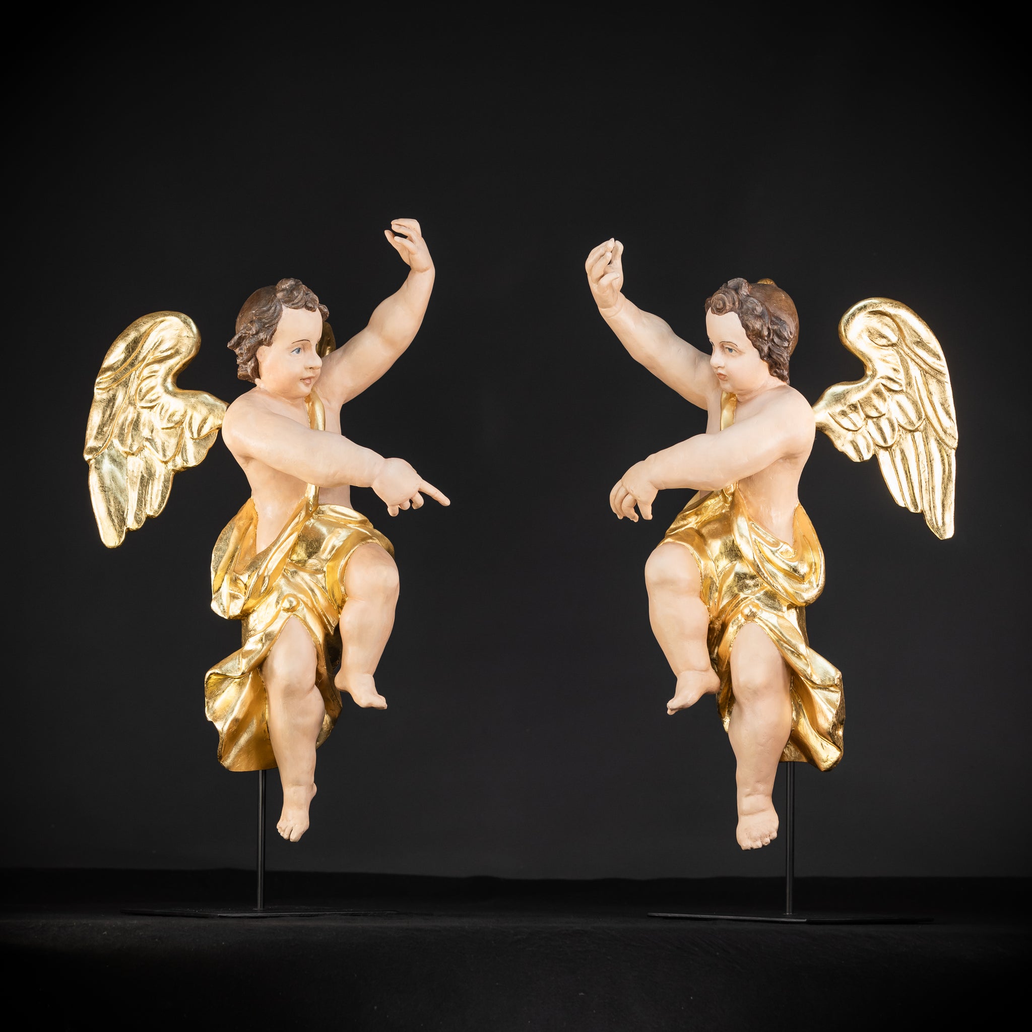 Angel Statues Pair | 2 Wooden Archangel 24"