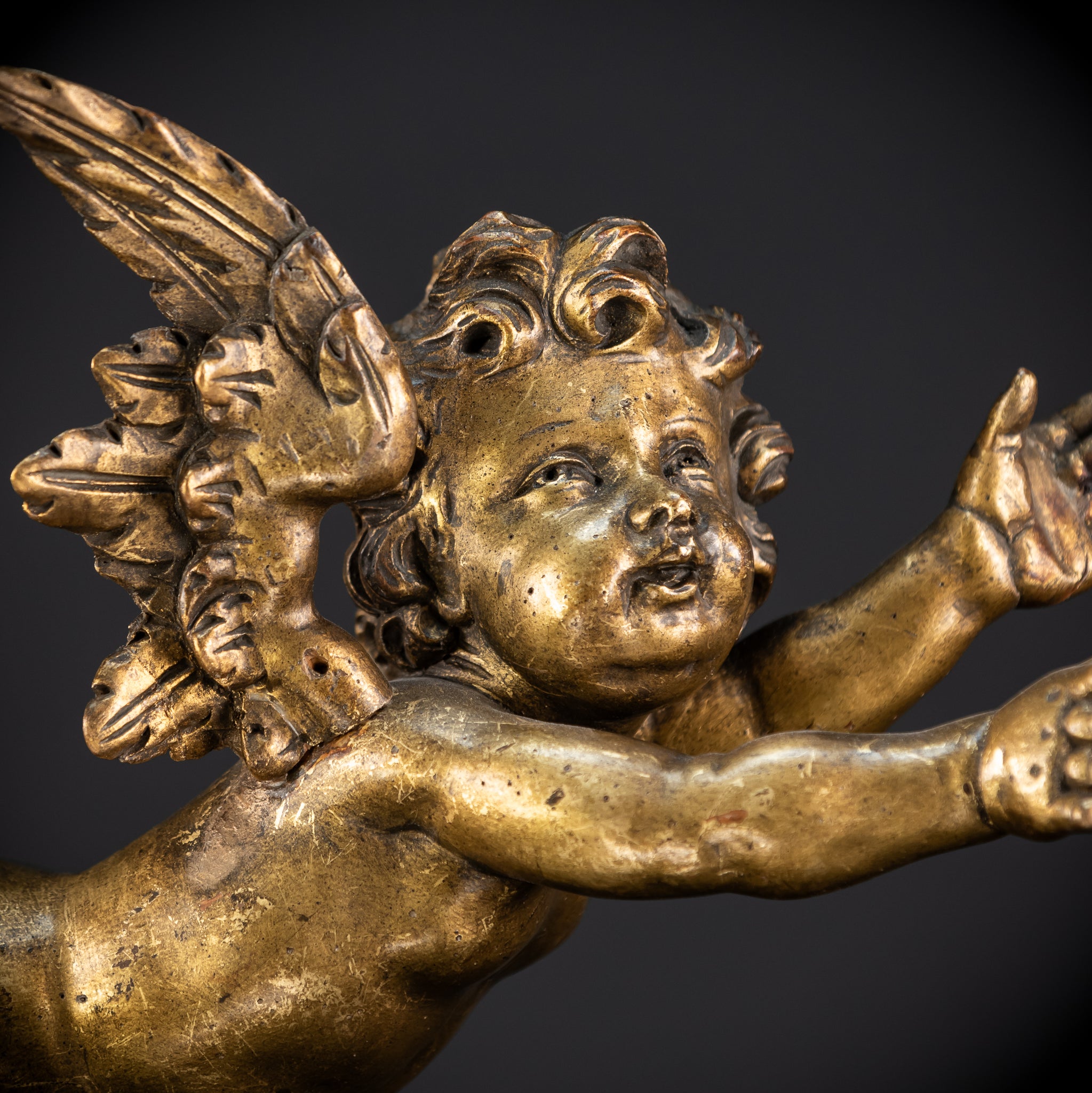 Set of Three Angel Statues | 1800s Antique | 18.9"