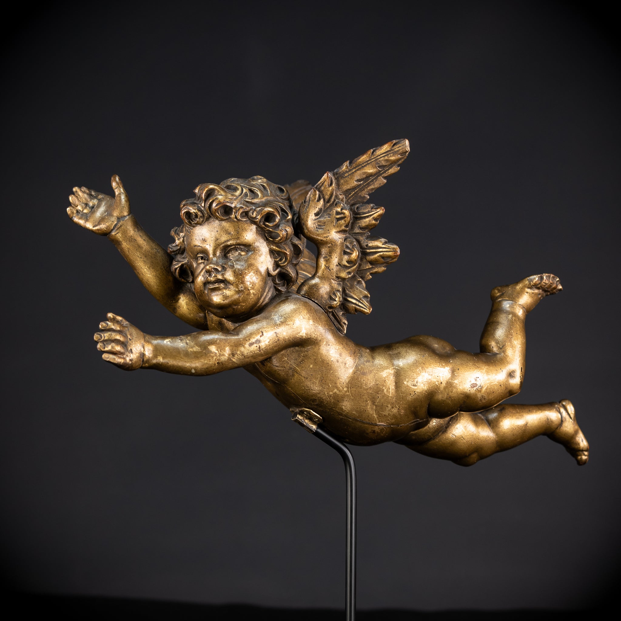 Set of Three Angel Statues | 1800s Antique | 18.9"