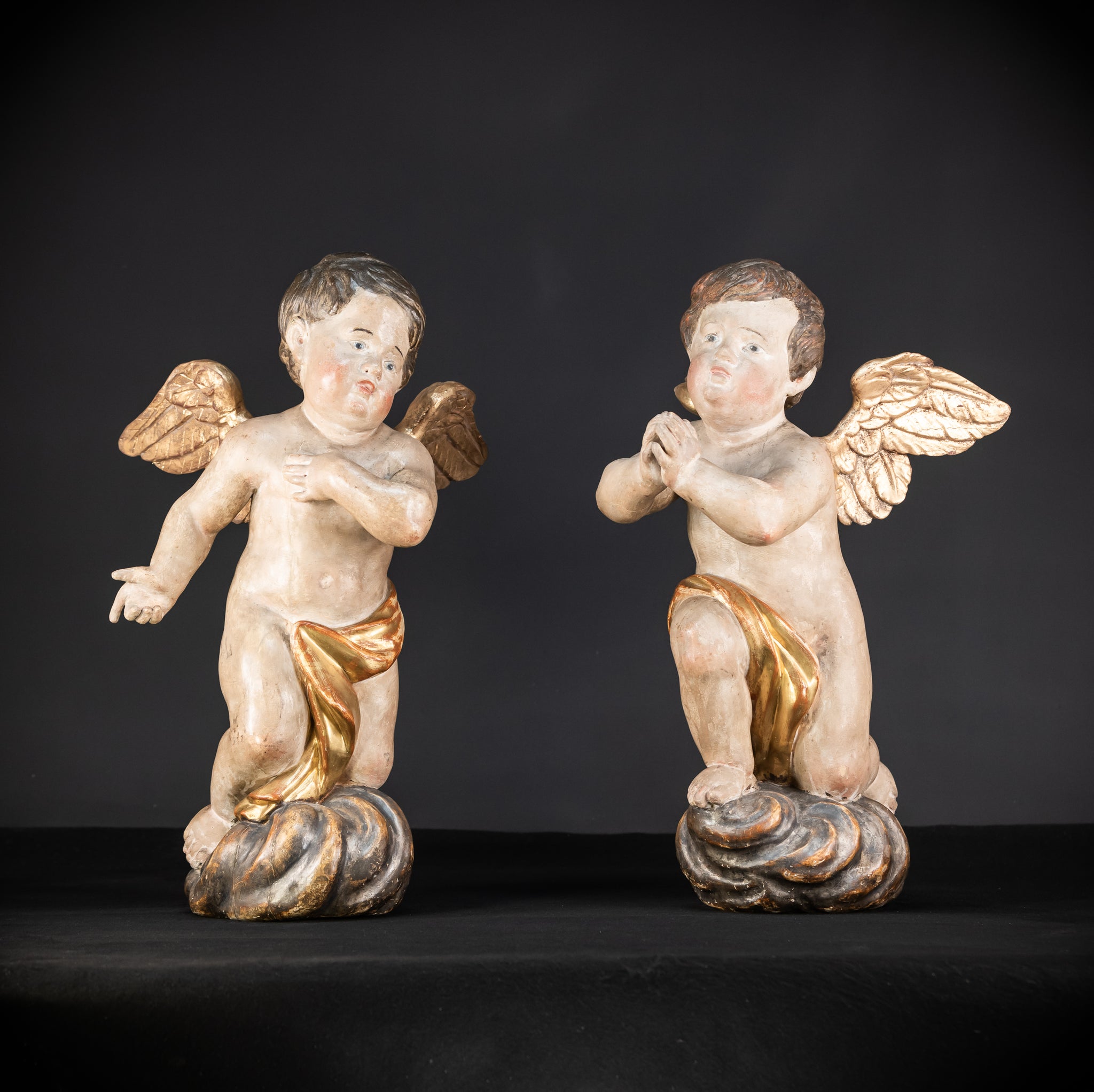 Pair of Angel Statues | 1700s Antique | 22" / 56 cm