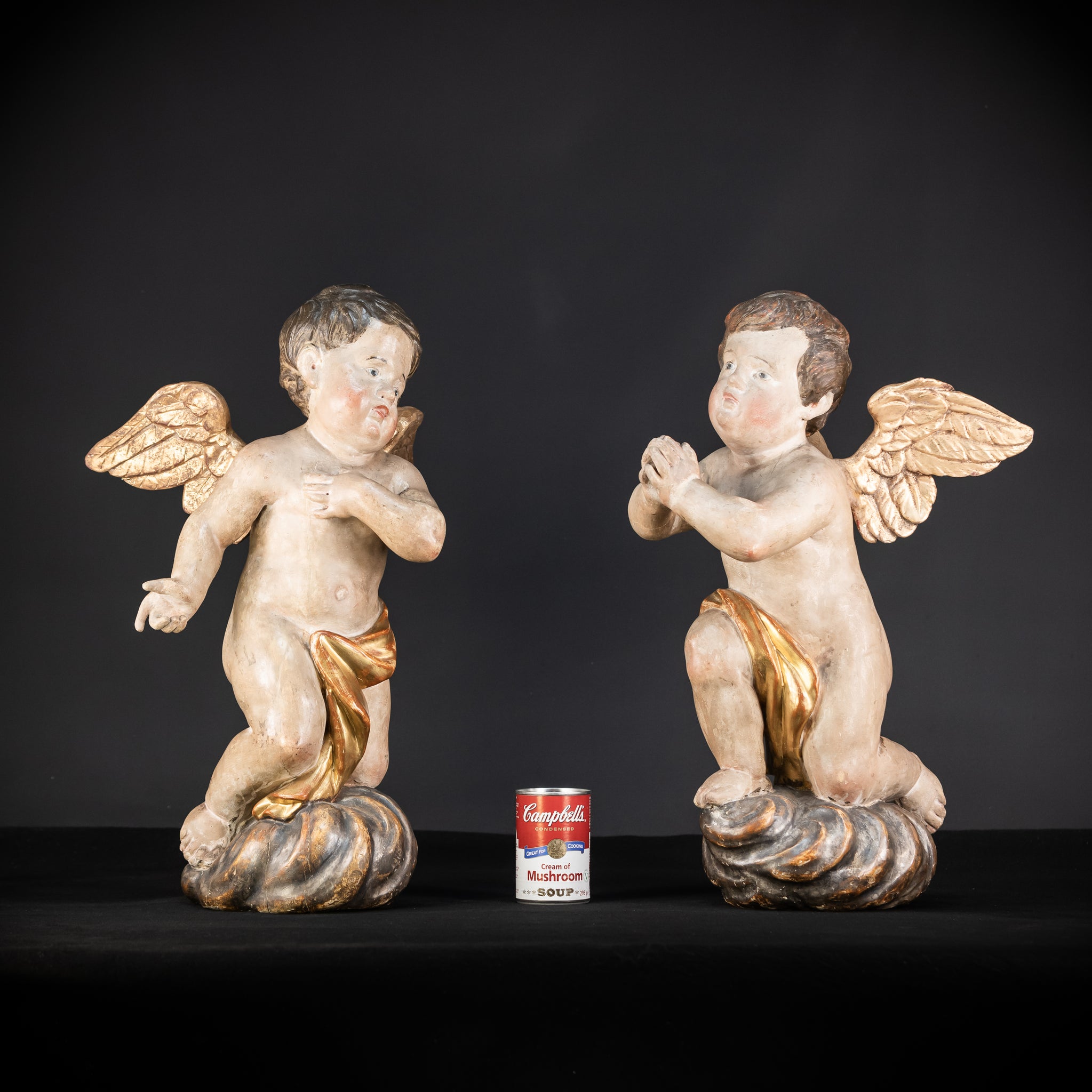 Pair of Angel Statues | 1700s Antique | 22" / 56 cm