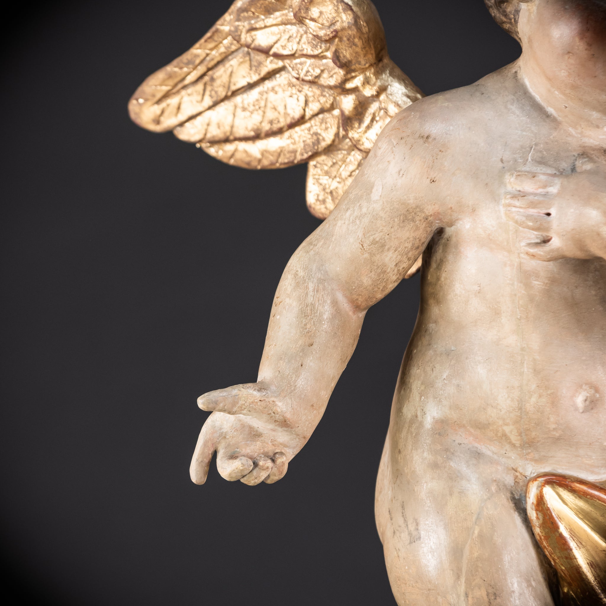 Pair of Angel Statues | 1700s Antique | 22" / 56 cm