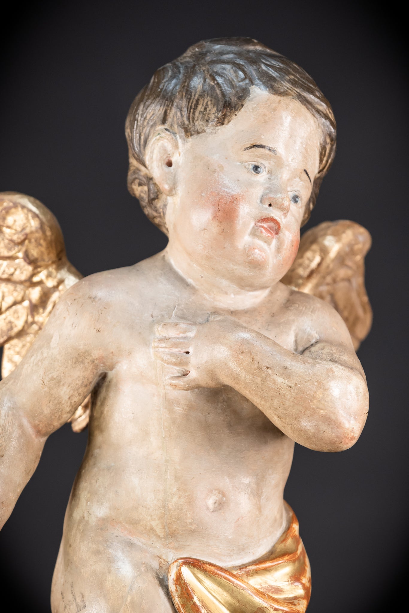 Pair of Angel Statues | 1700s Antique | 22" / 56 cm