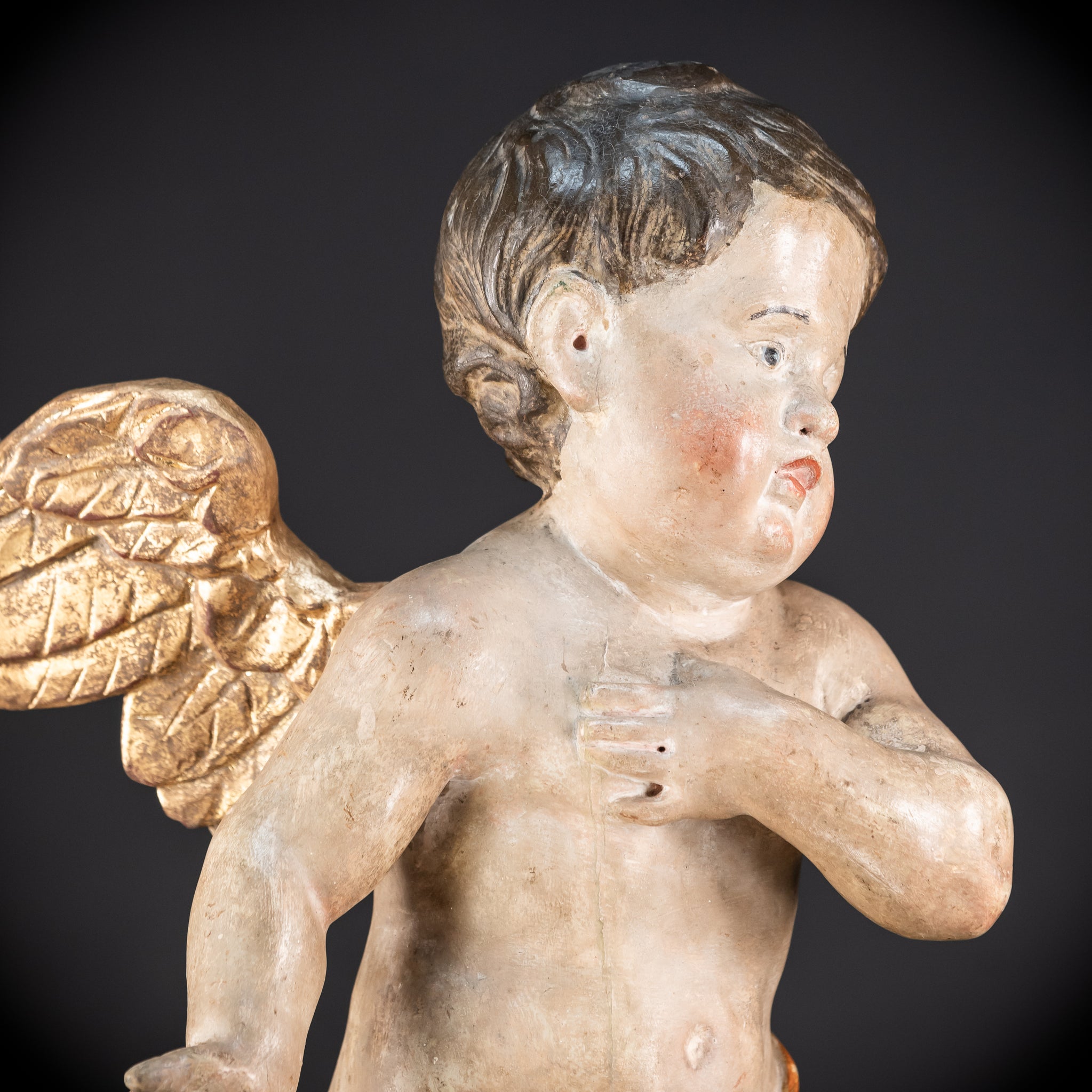 Pair of Angel Statues | 1700s Antique | 22" / 56 cm