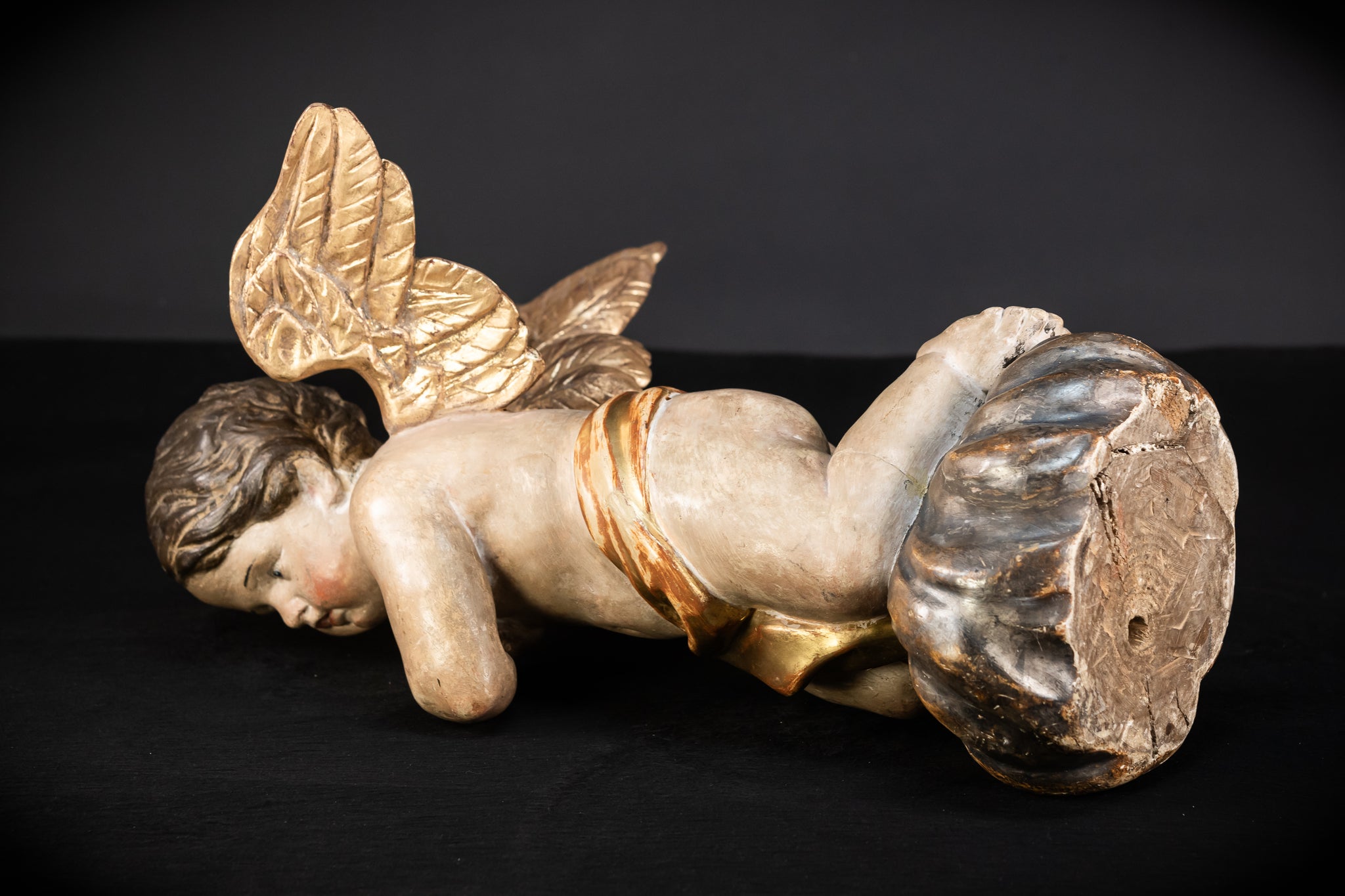Pair of Angel Statues | 1700s Antique | 22" / 56 cm