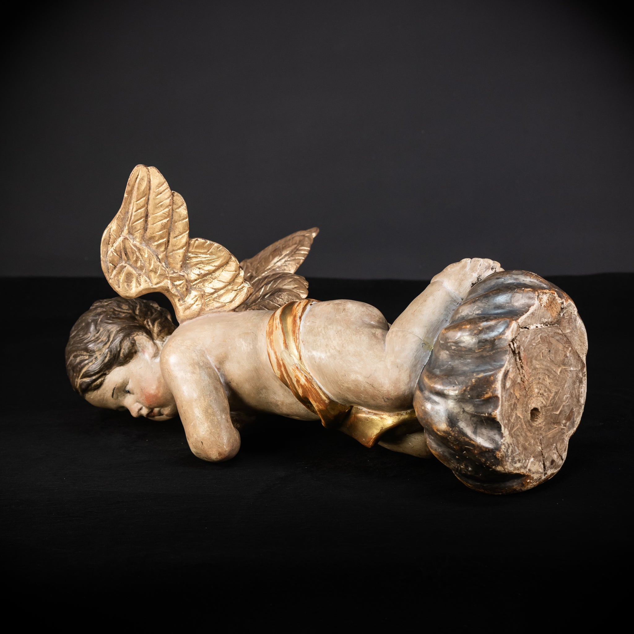 Pair of Angel Statues | 1700s Antique | 22" / 56 cm