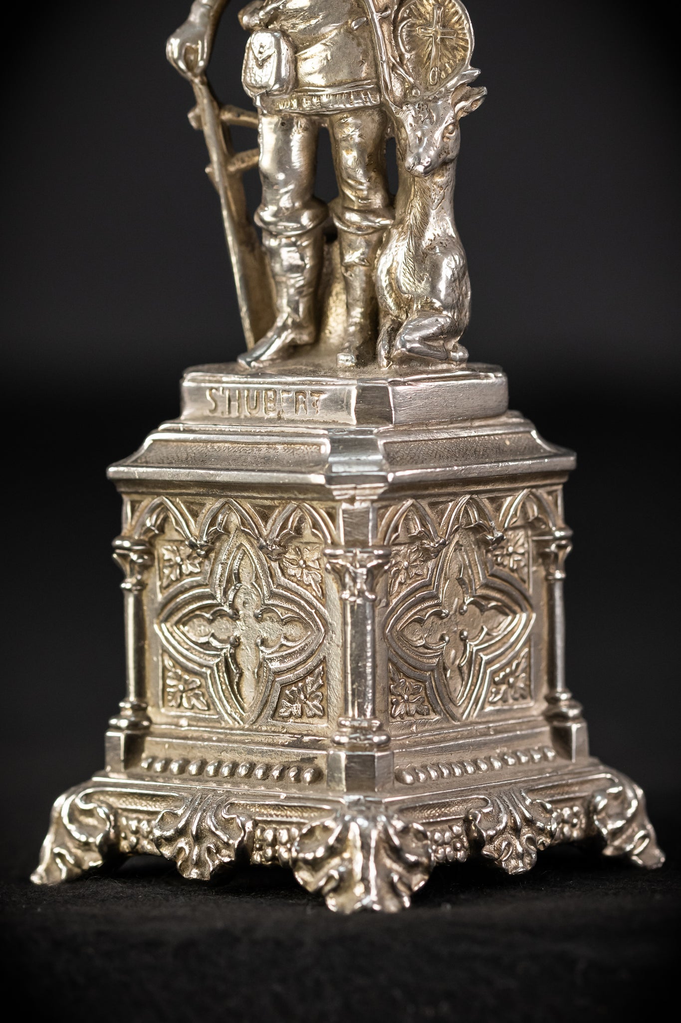 St Hubert Silvered Metal | Early 1900s Antique | 6.7” / 17 cm