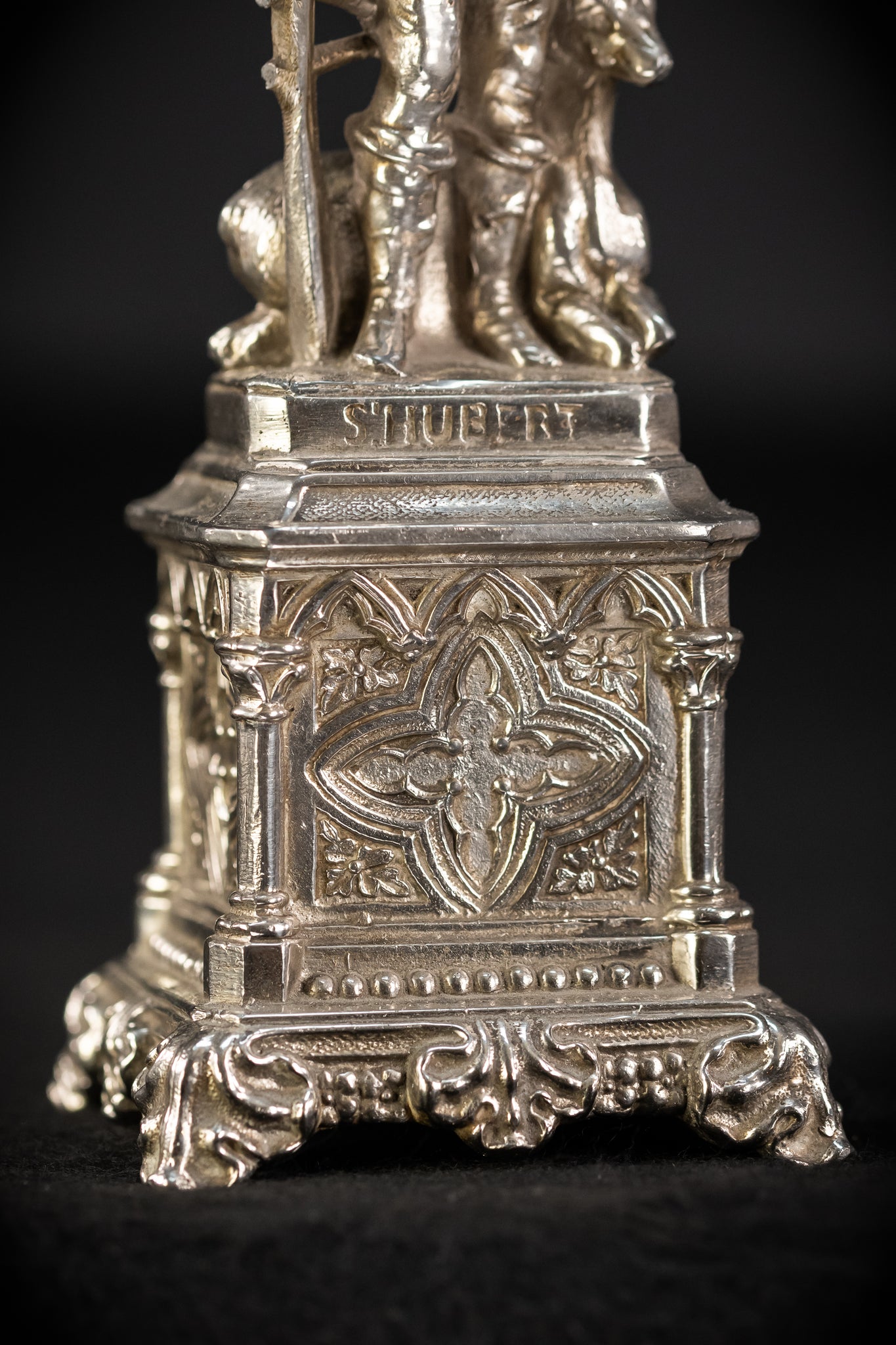 St Hubert Silvered Metal | Early 1900s Antique | 6.7” / 17 cm