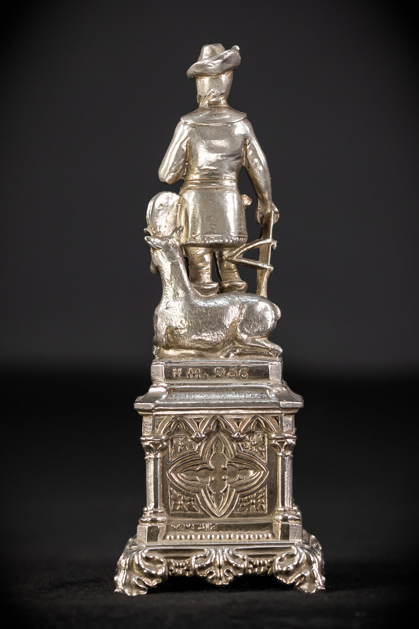 St Hubert Silvered Metal | Early 1900s Antique | 6.7” / 17 cm