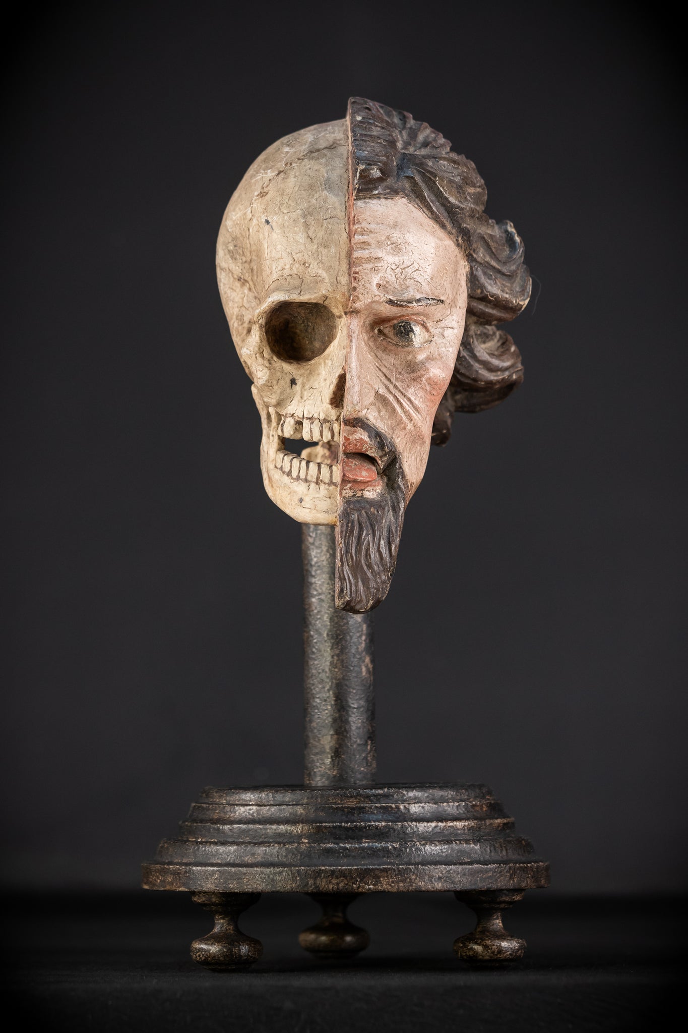 Memento Mori Wood Carving | Italian 1700s Antique 16.5"