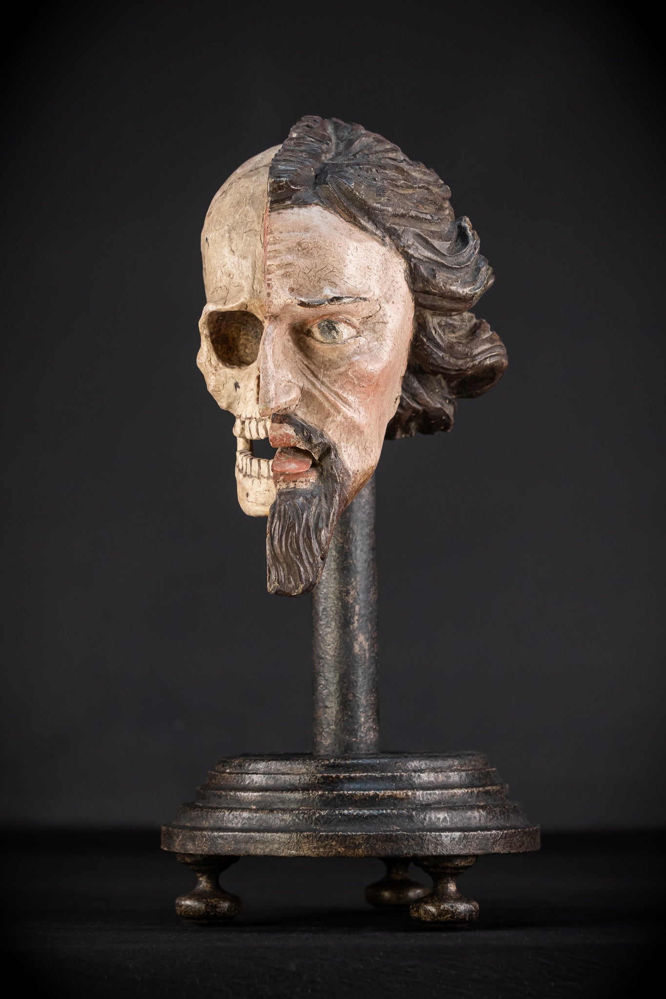 Memento Mori Wood Carving | Italian 1700s Antique 16.5"