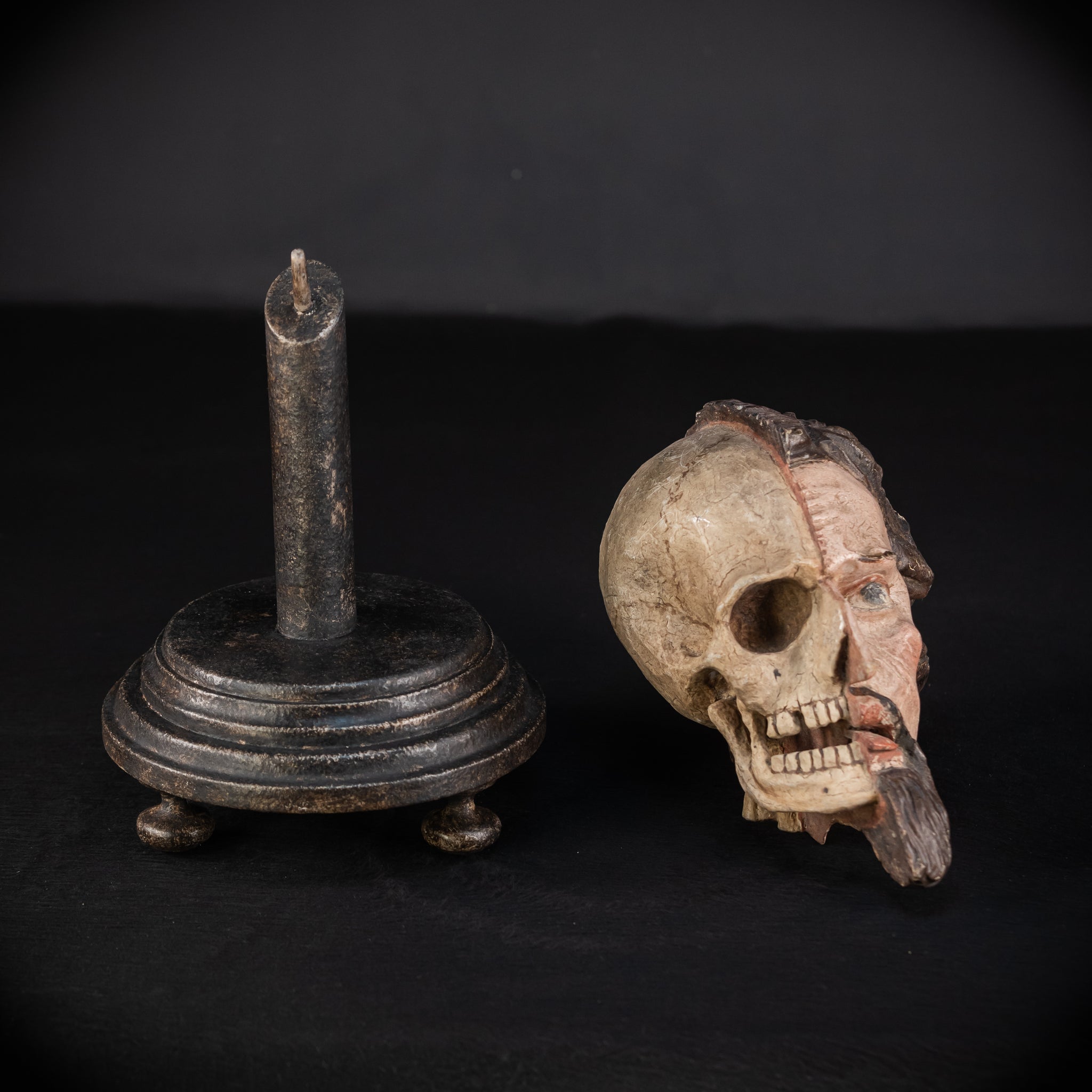 Memento Mori Wood Carving | Italian 1700s Antique 16.5"