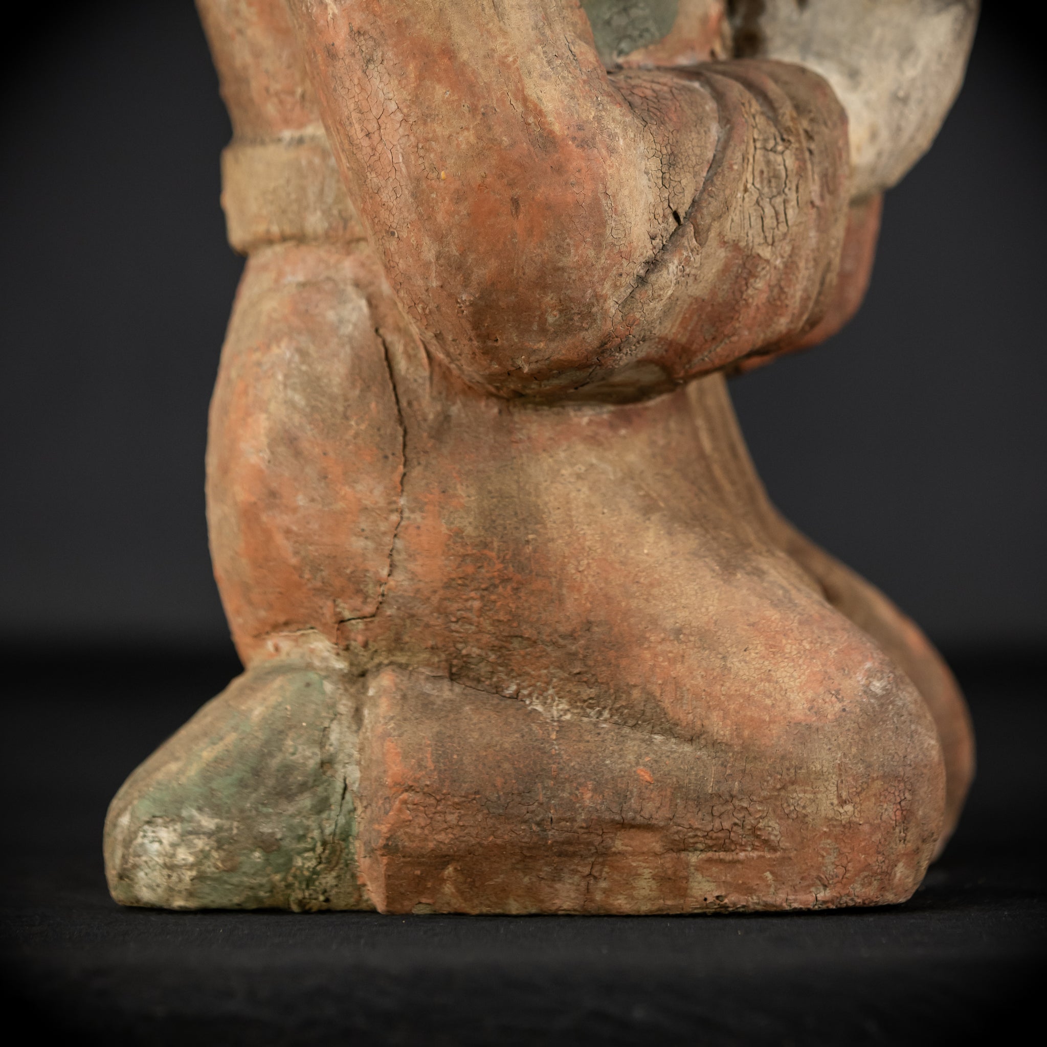 Buddhist Praying Monk Antique Sculpture | 17.5"