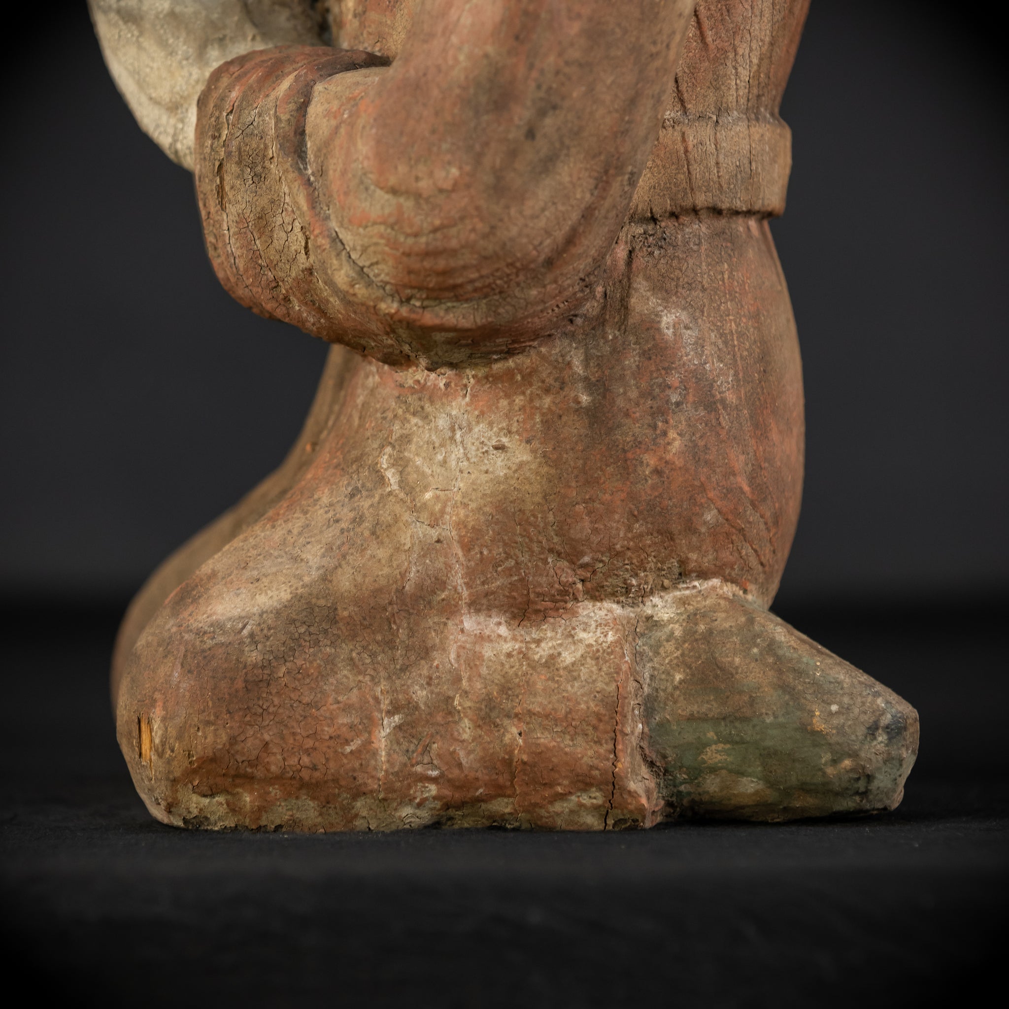 Buddhist Praying Monk Antique Sculpture | 17.5"