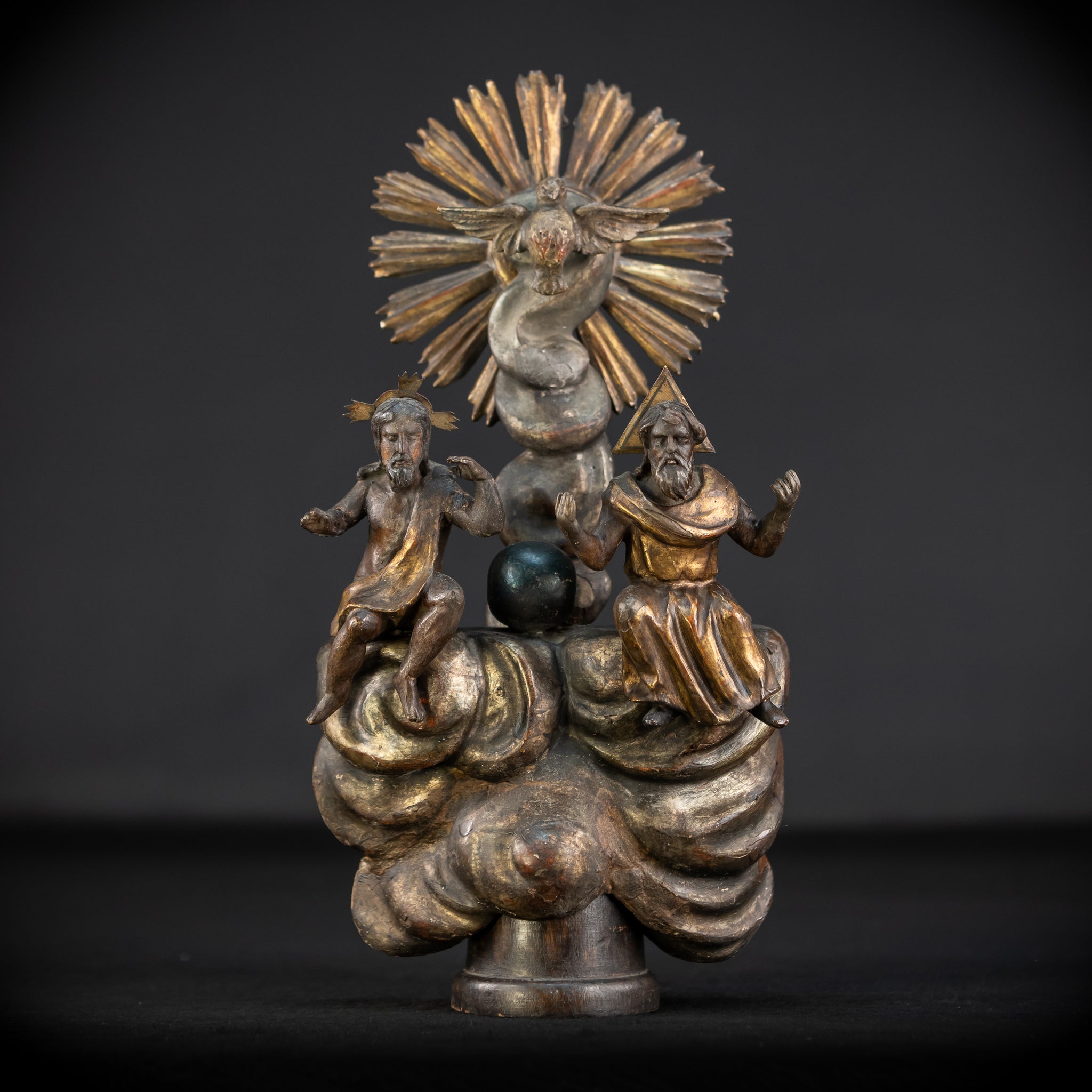 Holy Trinity Baroque Sculpture | 1700s Antique Wooden
