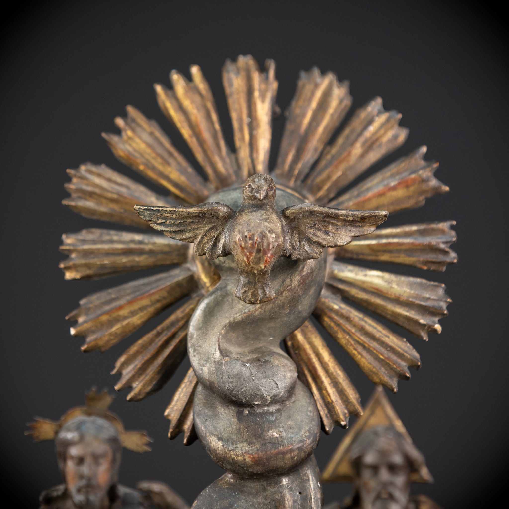 Holy Trinity Baroque Sculpture | 1700s Antique Wooden