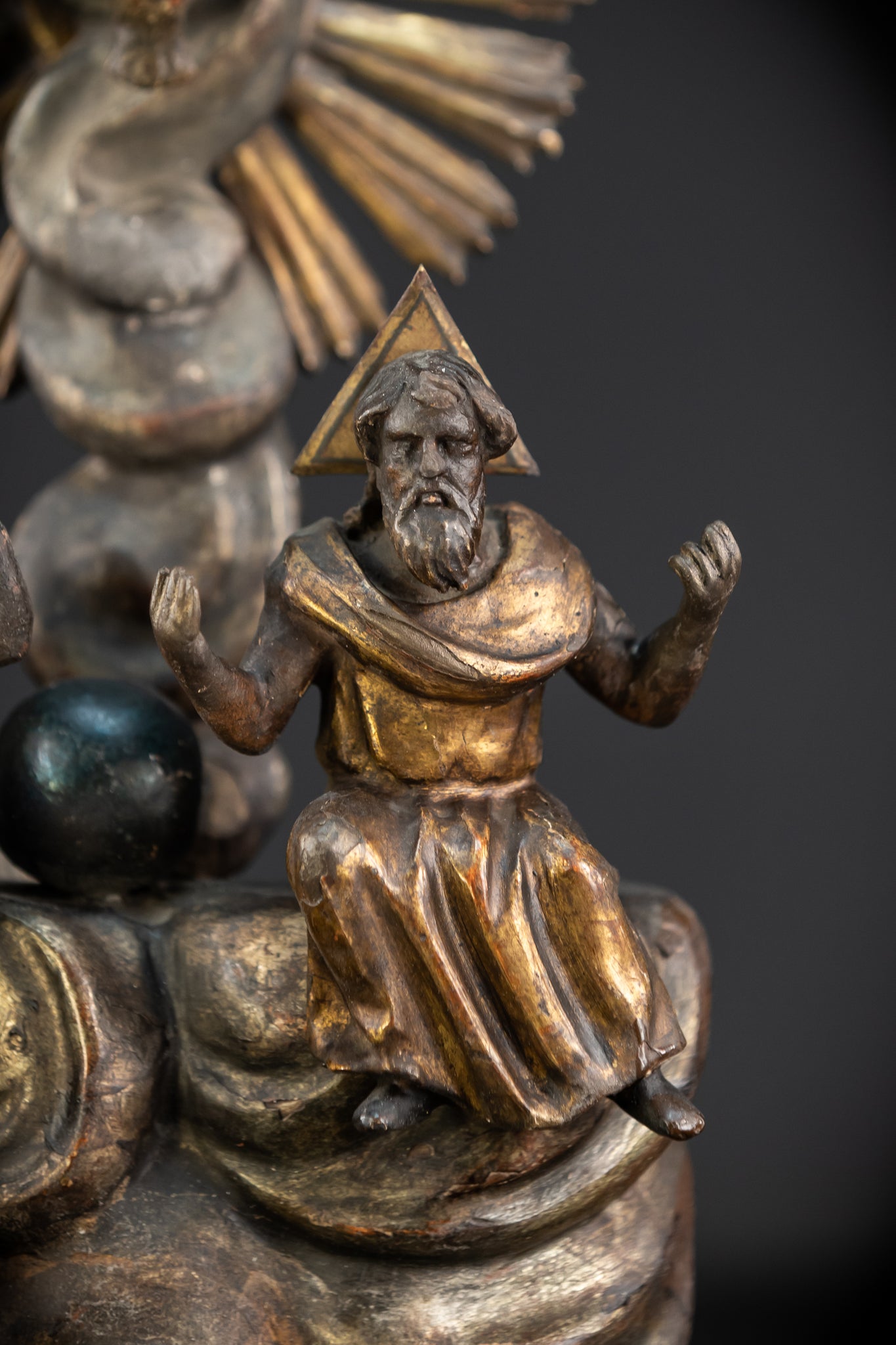 Holy Trinity Baroque Sculpture | 1700s Antique Wooden
