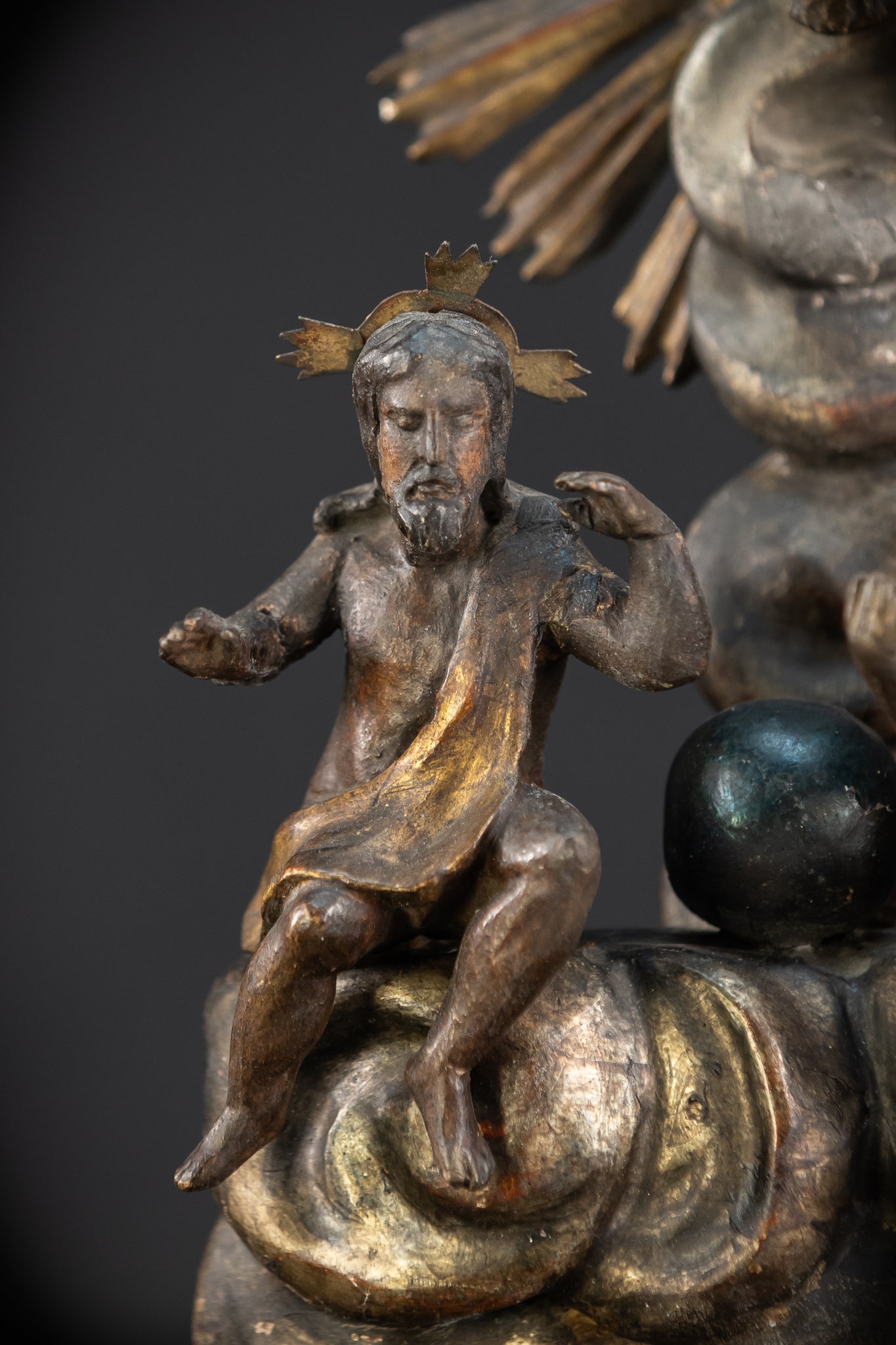 Holy Trinity Baroque Sculpture | 1700s Antique Wooden