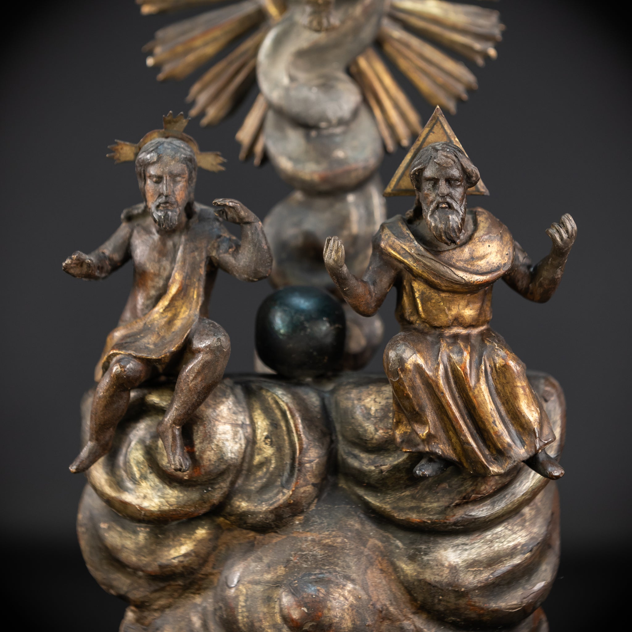 Holy Trinity Baroque Sculpture | 1700s Antique Wooden
