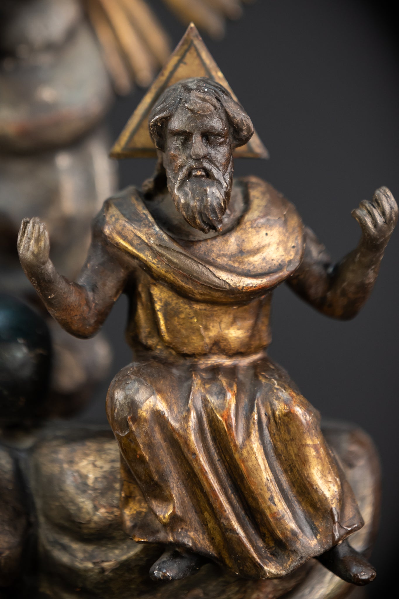 Holy Trinity Baroque Sculpture | 1700s Antique Wooden