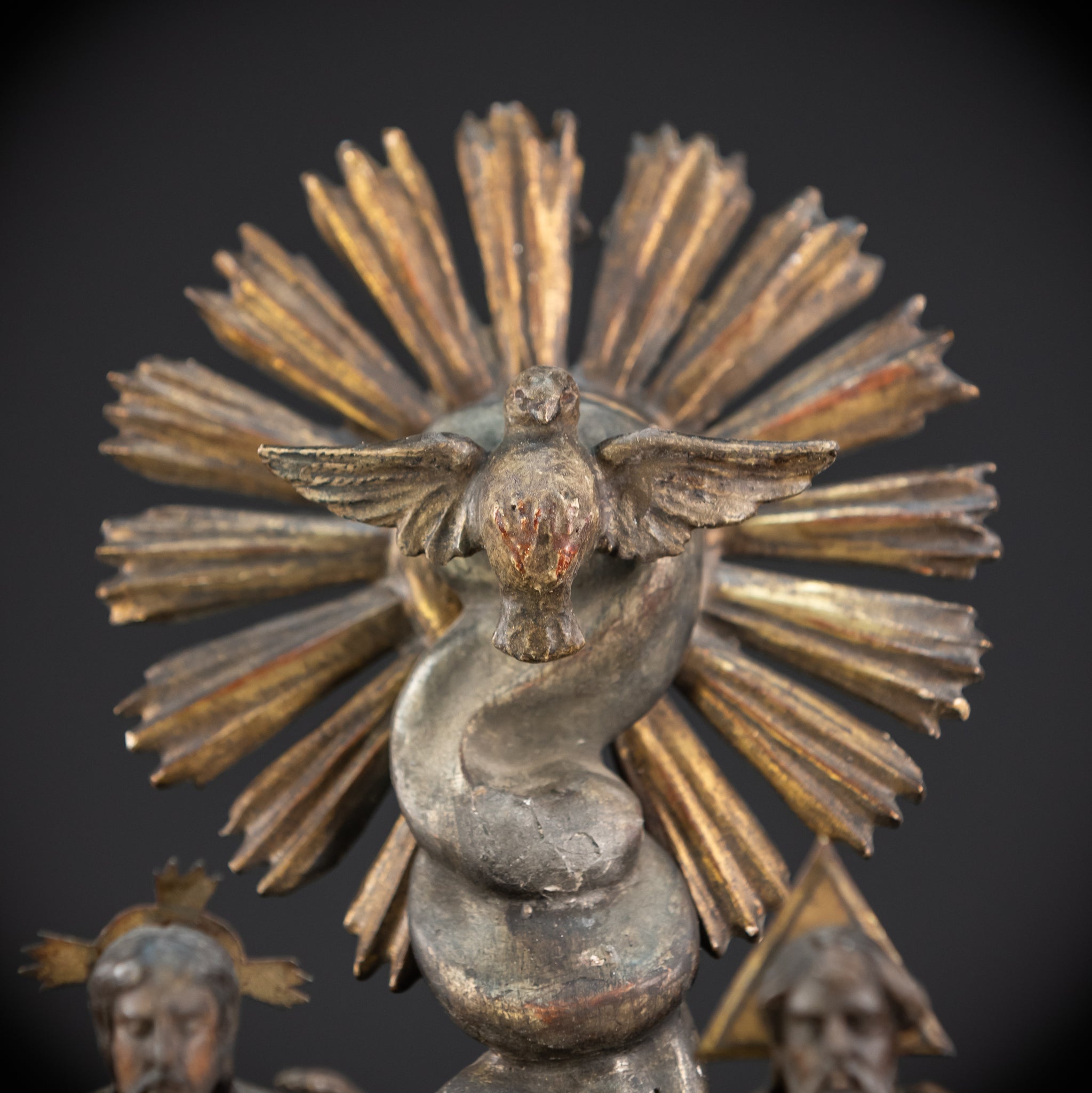 Holy Trinity Baroque Sculpture | 1700s Antique Wooden