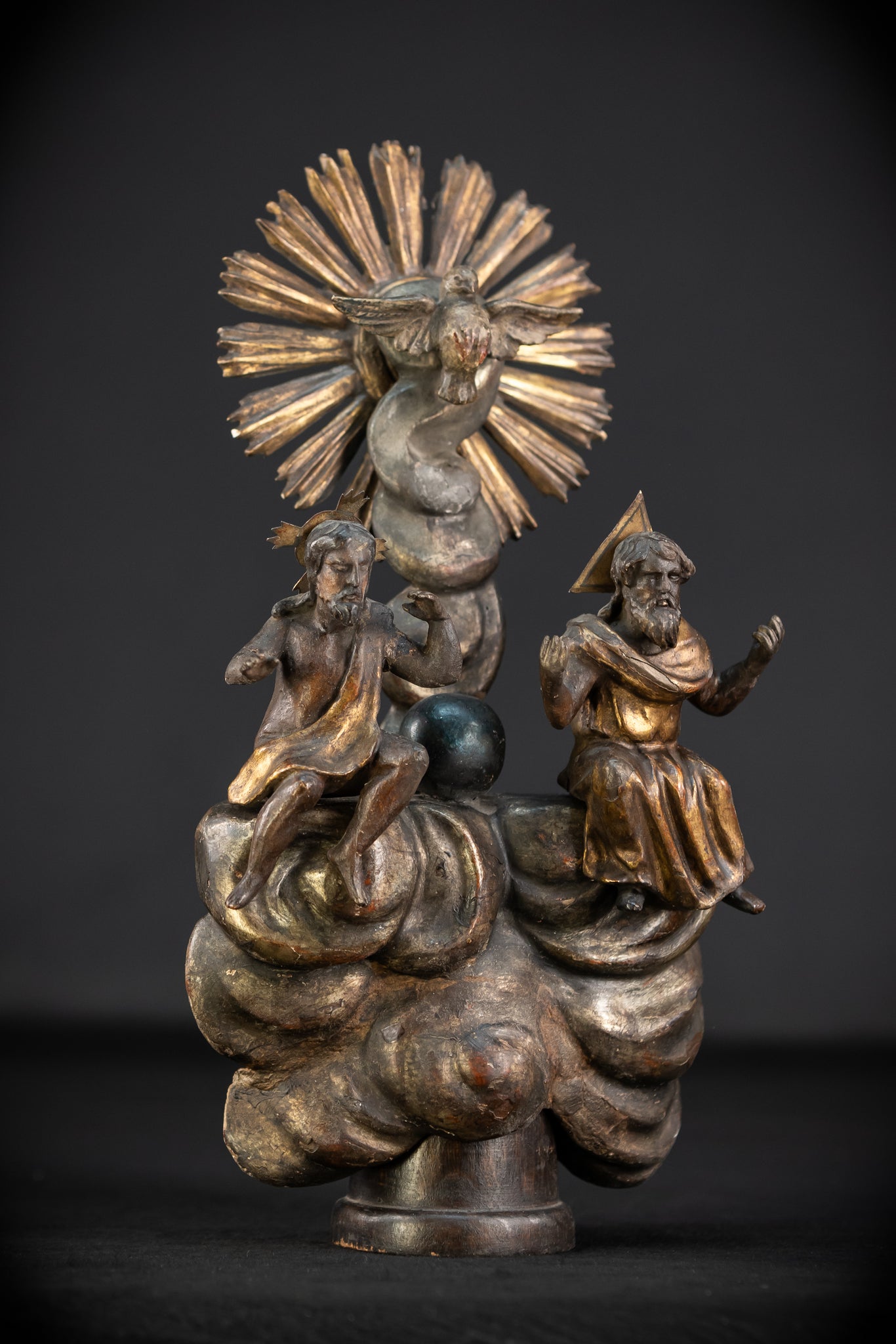 Holy Trinity Baroque Sculpture | 1700s Antique Wooden