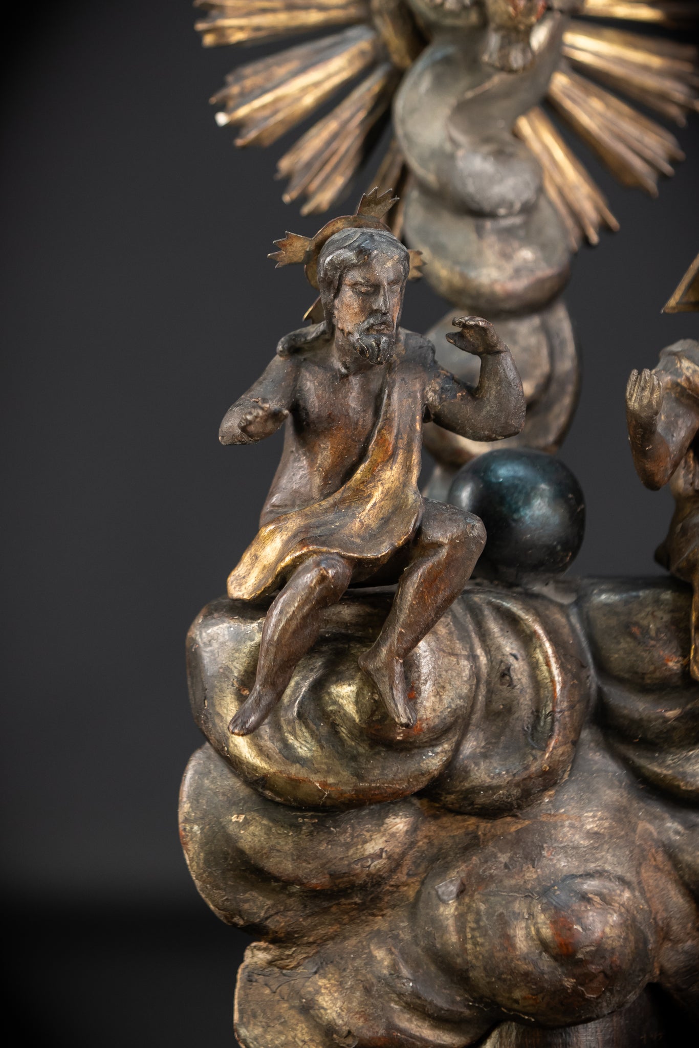 Holy Trinity Baroque Sculpture | 1700s Antique Wooden
