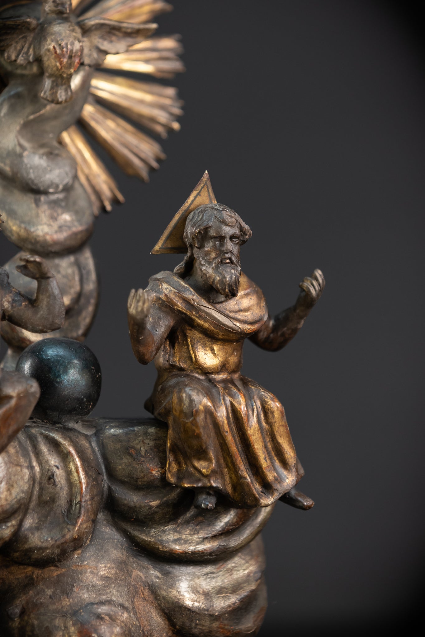 Holy Trinity Baroque Sculpture | 1700s Antique Wooden