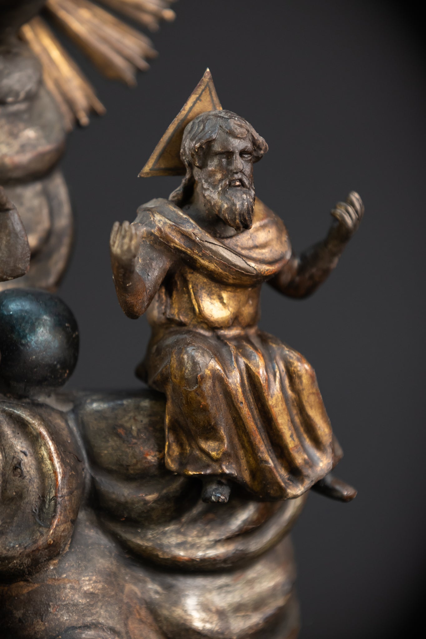 Holy Trinity Baroque Sculpture | 1700s Antique Wooden