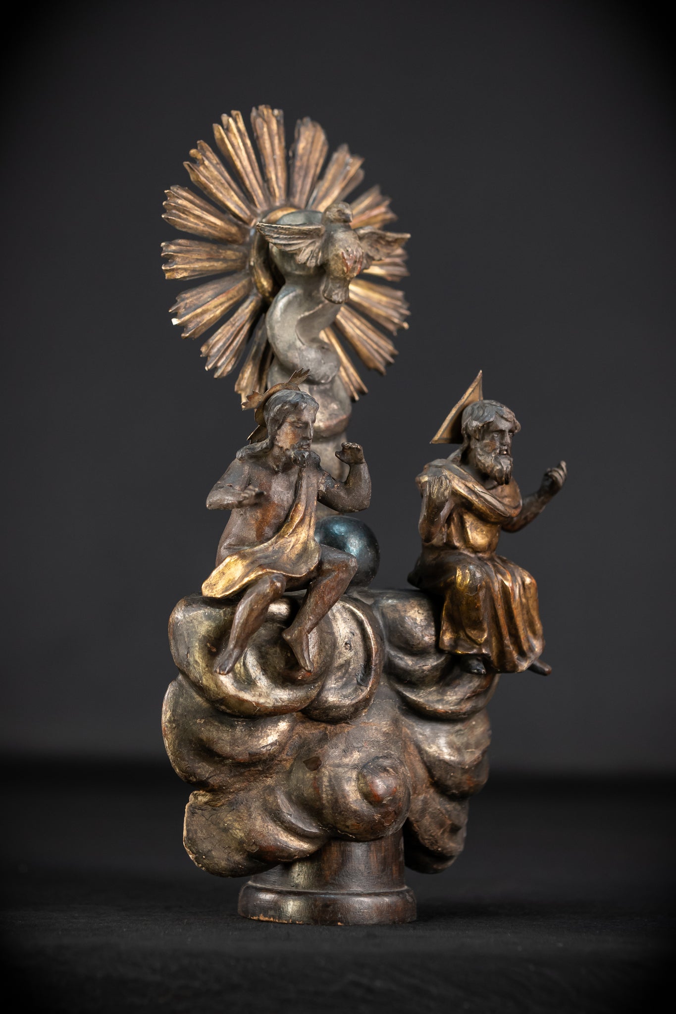 Holy Trinity Baroque Sculpture | 1700s Antique Wooden