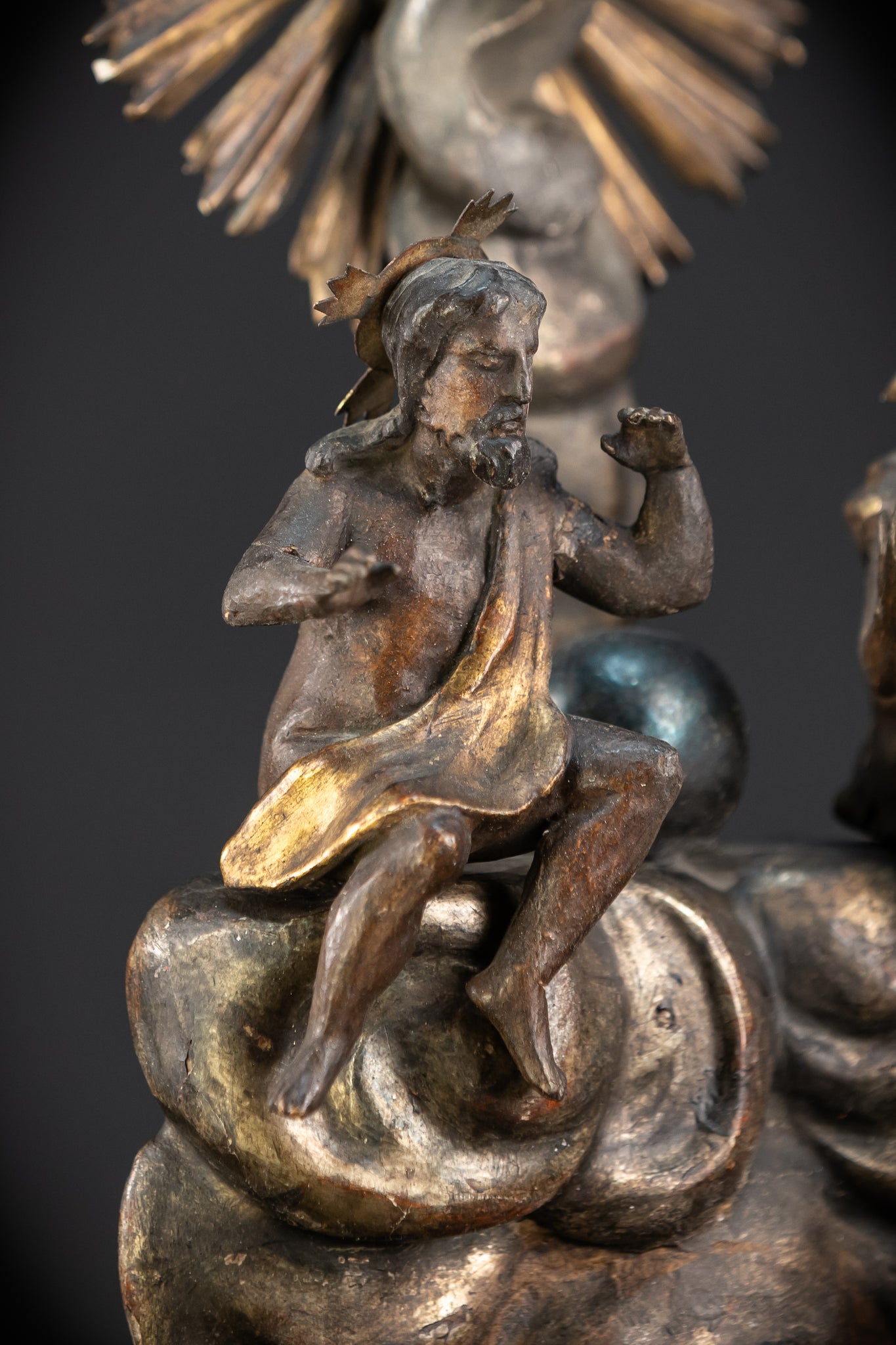 Holy Trinity Baroque Sculpture | 1700s Antique Wooden