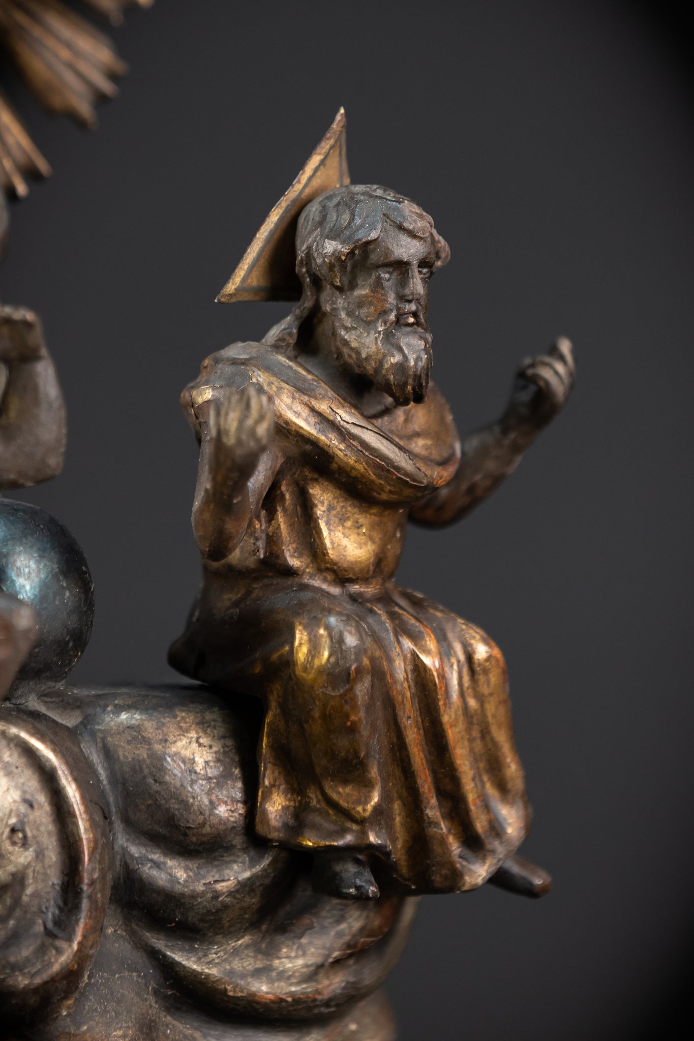 Holy Trinity Baroque Sculpture | 1700s Antique Wooden