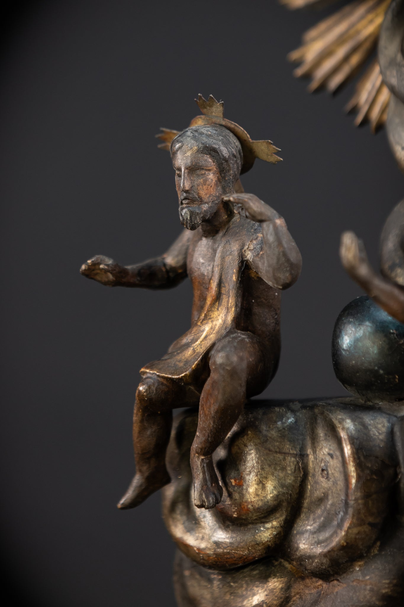 Holy Trinity Baroque Sculpture | 1700s Antique Wooden