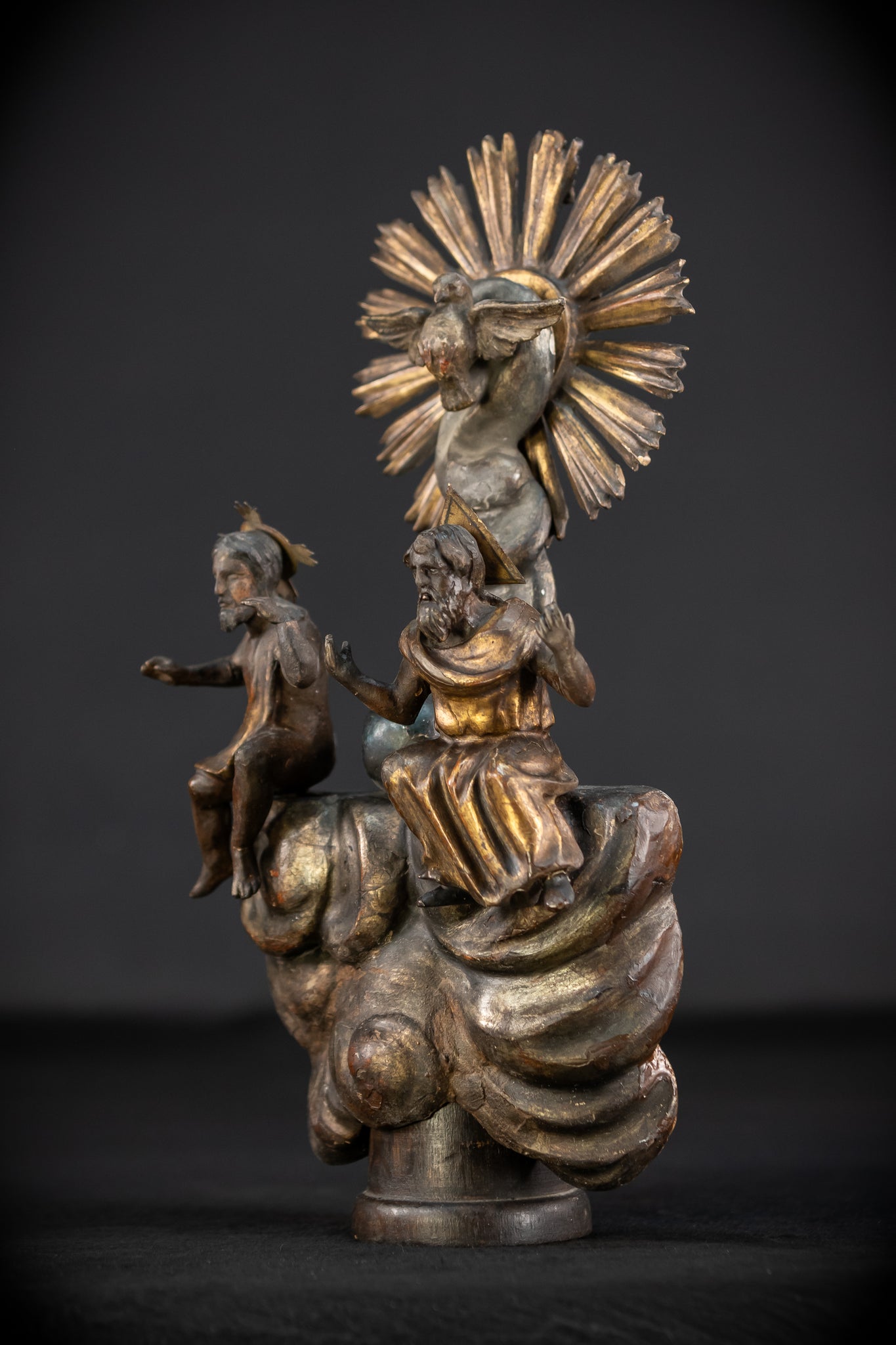 Holy Trinity Baroque Sculpture | 1700s Antique Wooden