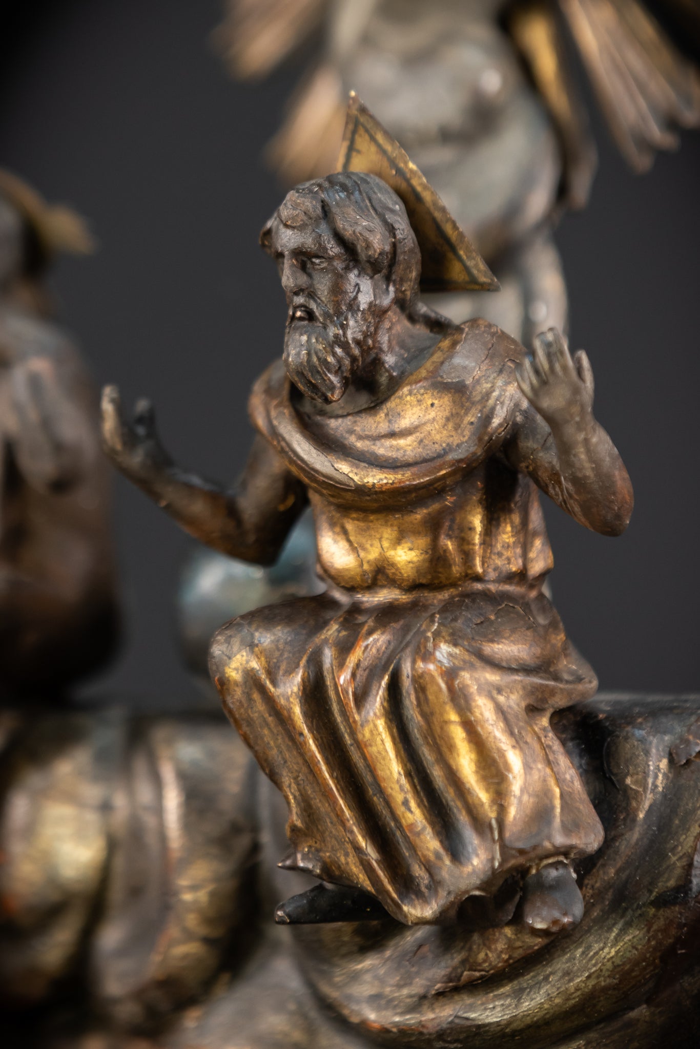 Holy Trinity Baroque Sculpture | 1700s Antique Wooden