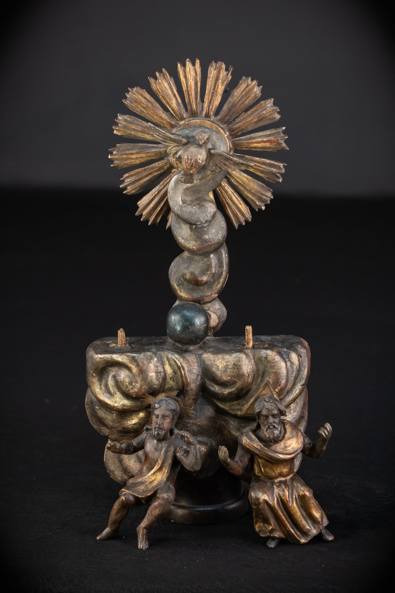 Holy Trinity Baroque Sculpture | 1700s Antique Wooden