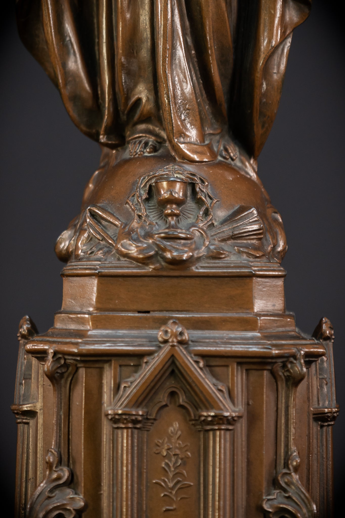 Sacred Heart Jesus Bronzed Metal | Antique Sculpture 18.5"