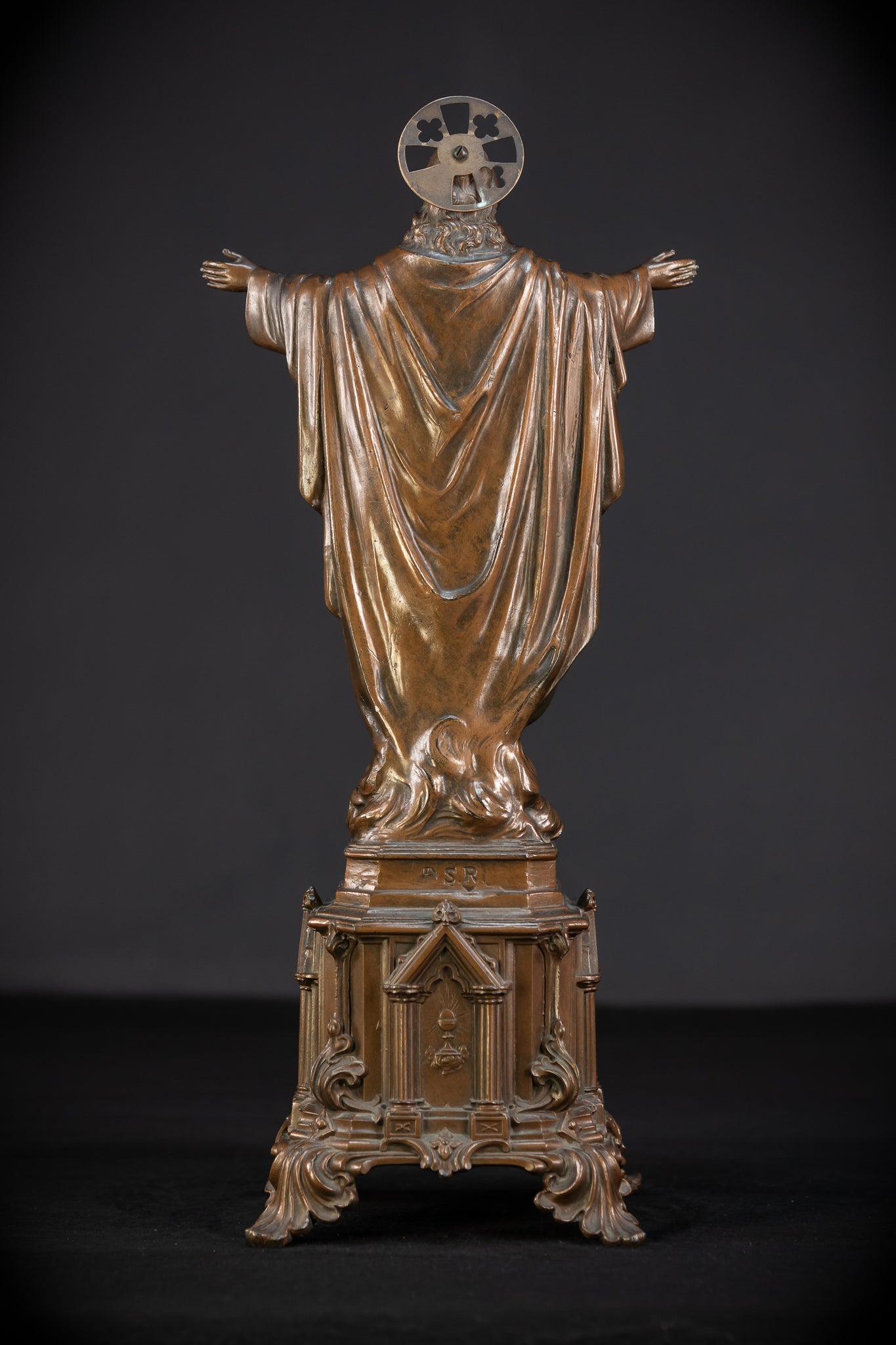 Sacred Heart Jesus Bronzed Metal | Antique Sculpture 18.5"