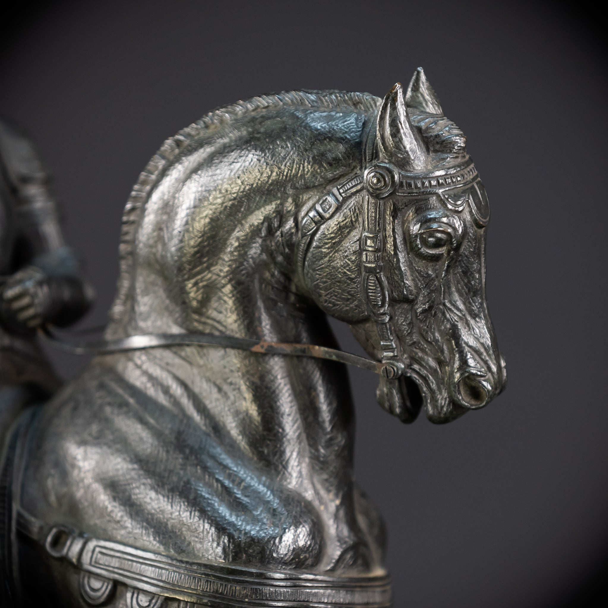 St Joan of Arc Bronze Sculpture by E Delabrierre | 1800s Antique 22.6"